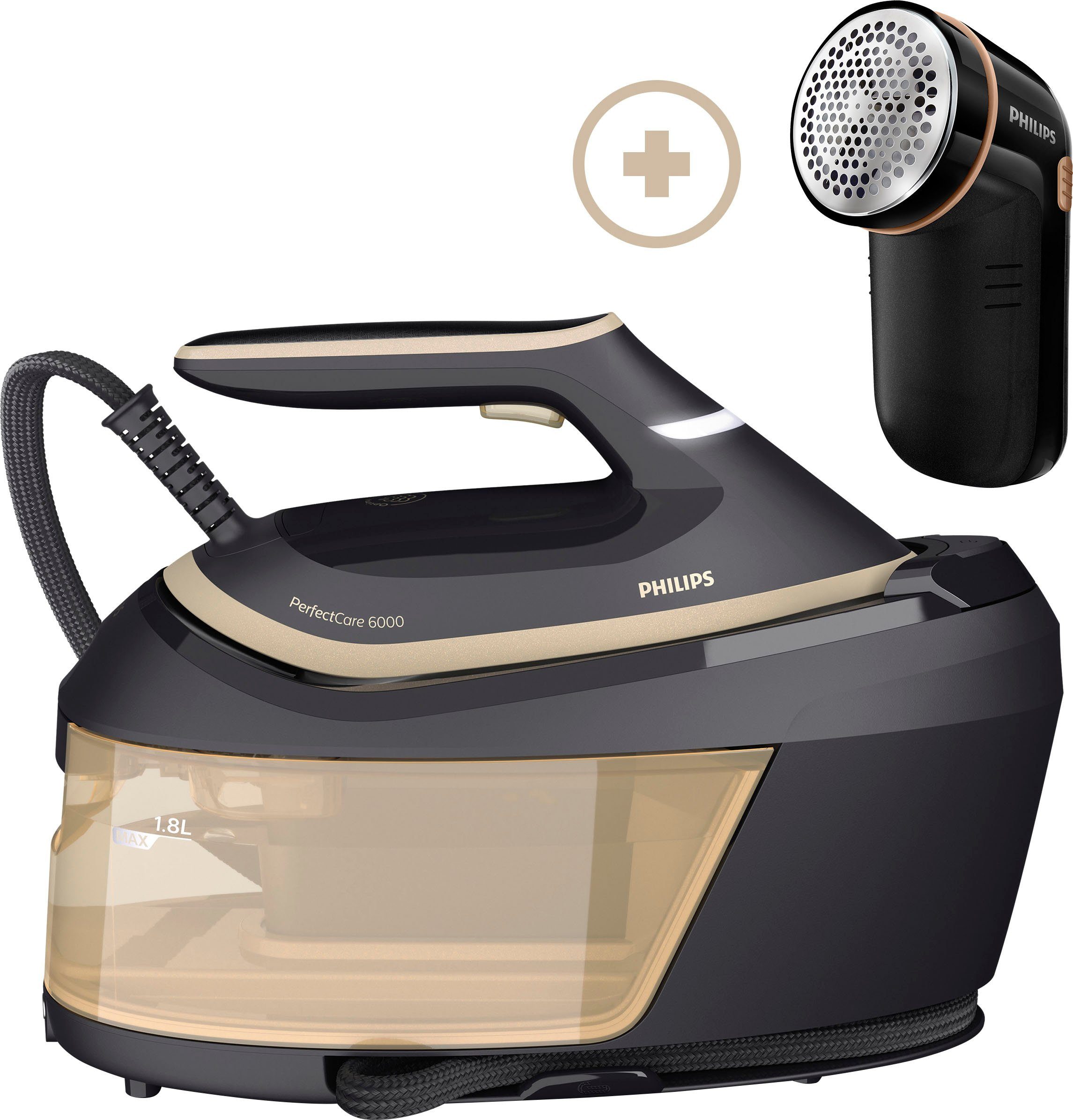 Philips Dampfbügelstation PSG6064/80 PerfectCare 6000 Series, 1800 ml Wassertank, 2.400 Watt, OptimalTemp, 600 gr Dampfstoß