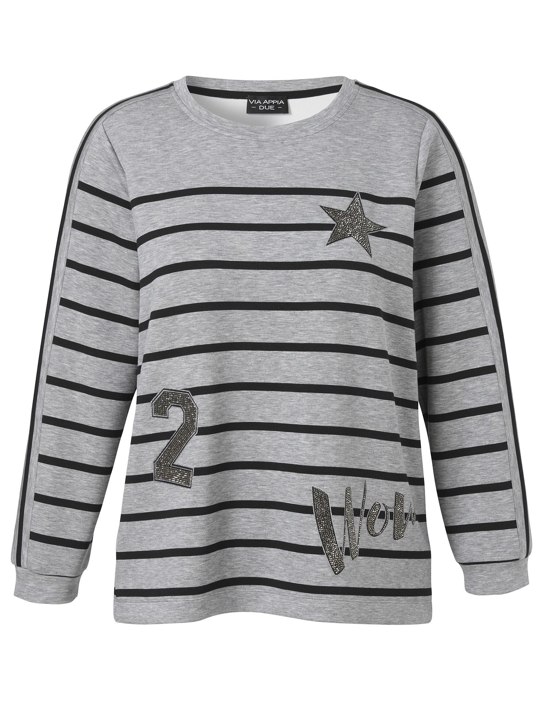 VIA APPIA DUE Sweatshirt (1-tlg) mit Streifen und Schmuck-Motiven, große Größen