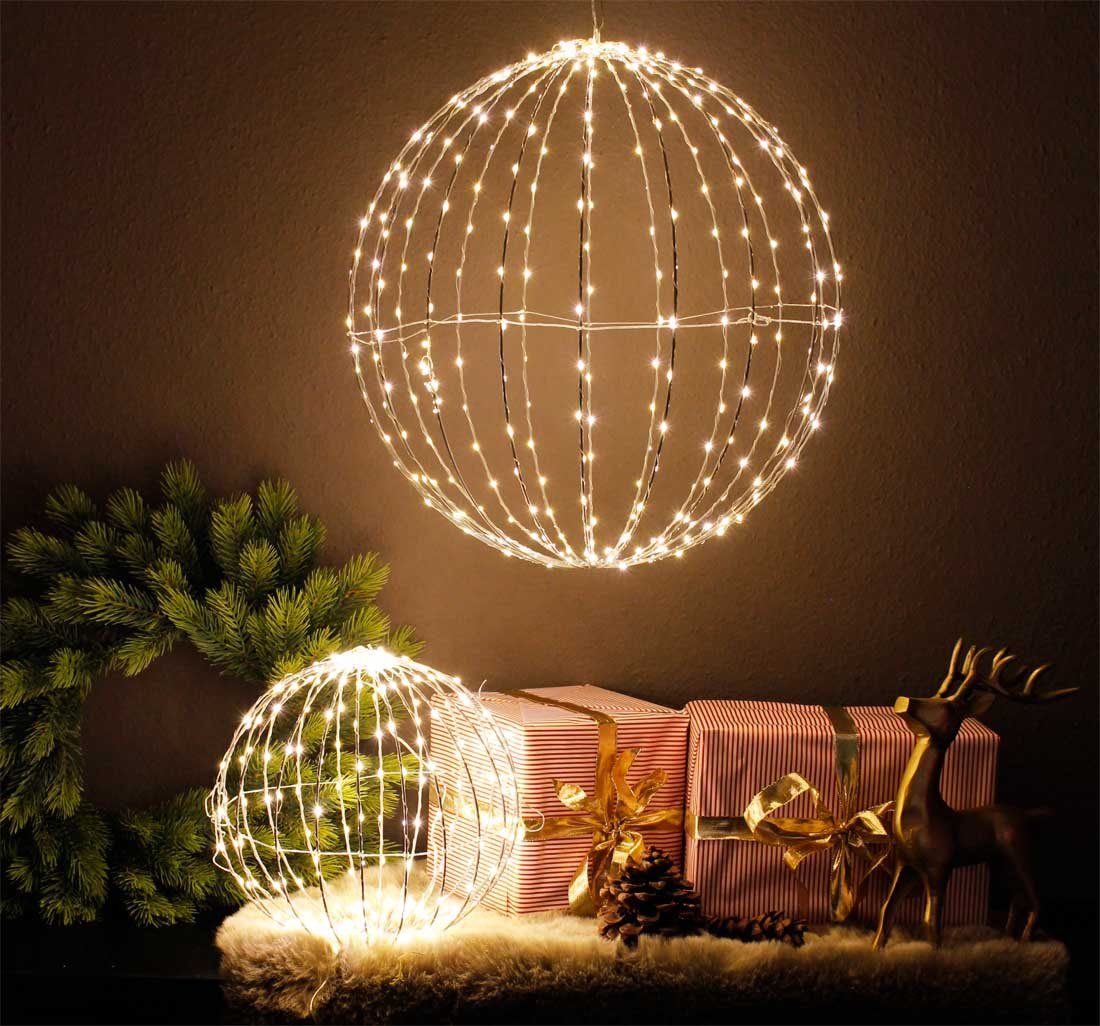 Arnusa LED Kugelleuchte Weihnachtsbeleuchtung Dekoleuchte Leuchtkugel, fest Hängen Legen LED LED integriert, 50 Aus, oder zum warmweiß, cm Ein- 320