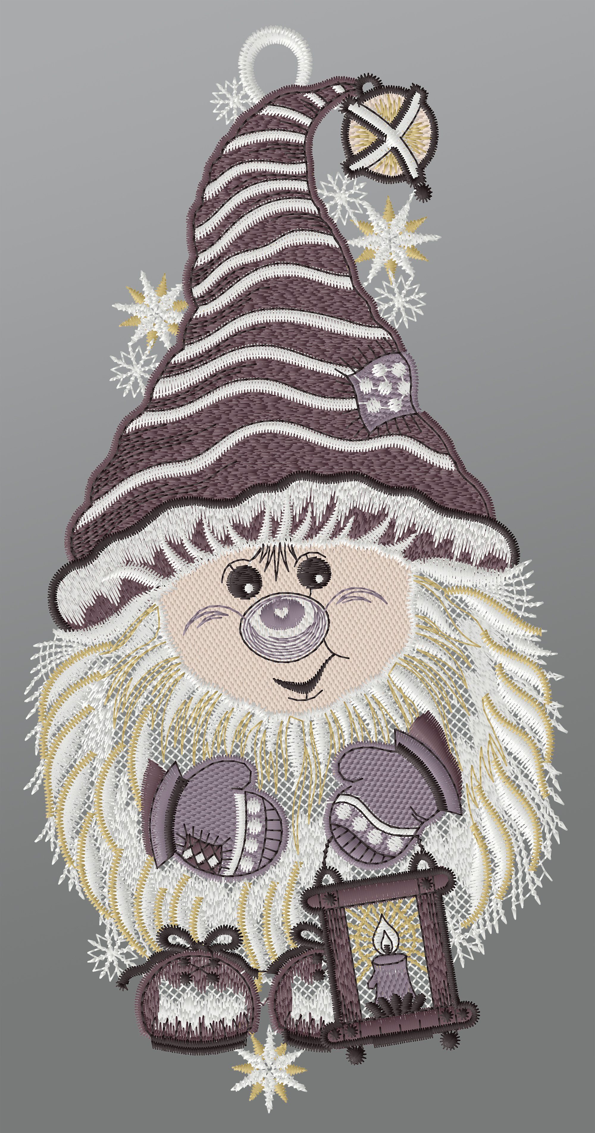 Plauener Spitze® Fensterbild Wichtel mit Laterne, HxB 30x15cm günstig online kaufen