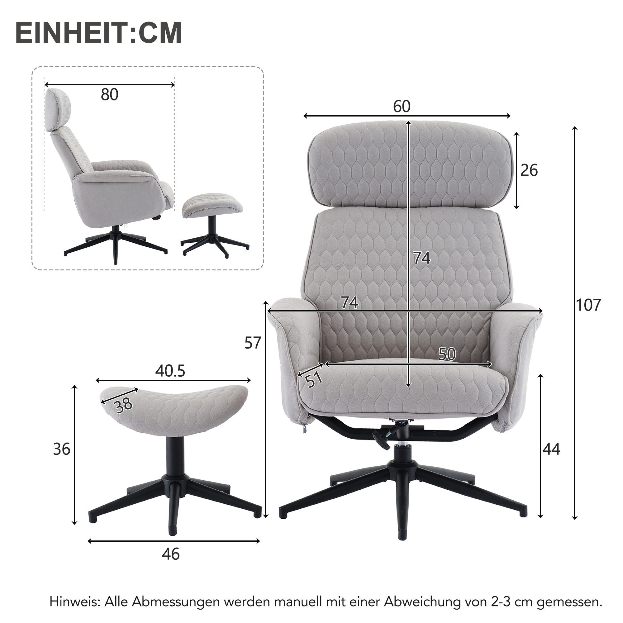 OKWISH Relaxsessel 360°-Drehsessel (Loungesessel,Beistellstuhl, Ruhesessel, günstig online kaufen