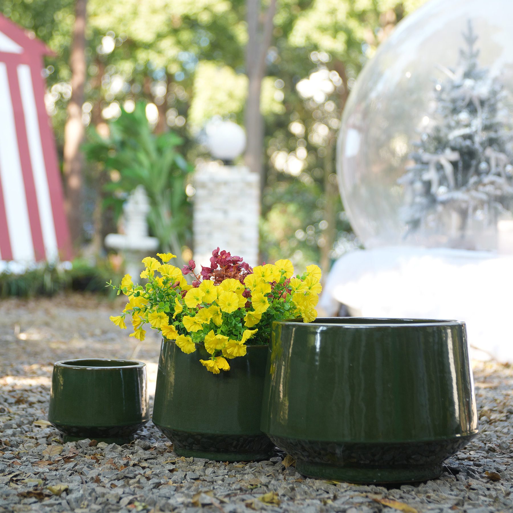 Odikalo Blumentopf Handgemachtes Keramikpflanztopf-Set dunkel Glasur musterlos ideal (3-teiliges (38,1/28/22,9) für Fensterblatt/Geigenfeige Innen/Außen atmungsaktive Tonware)