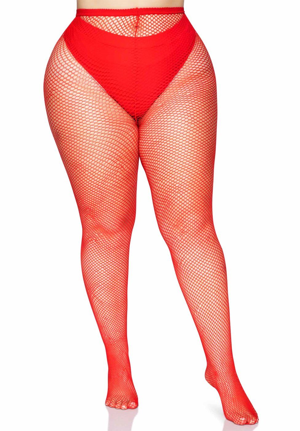 Leg Avenue Strumpfhose Netz-Strumpfhose Plus Size Übergröße - rot