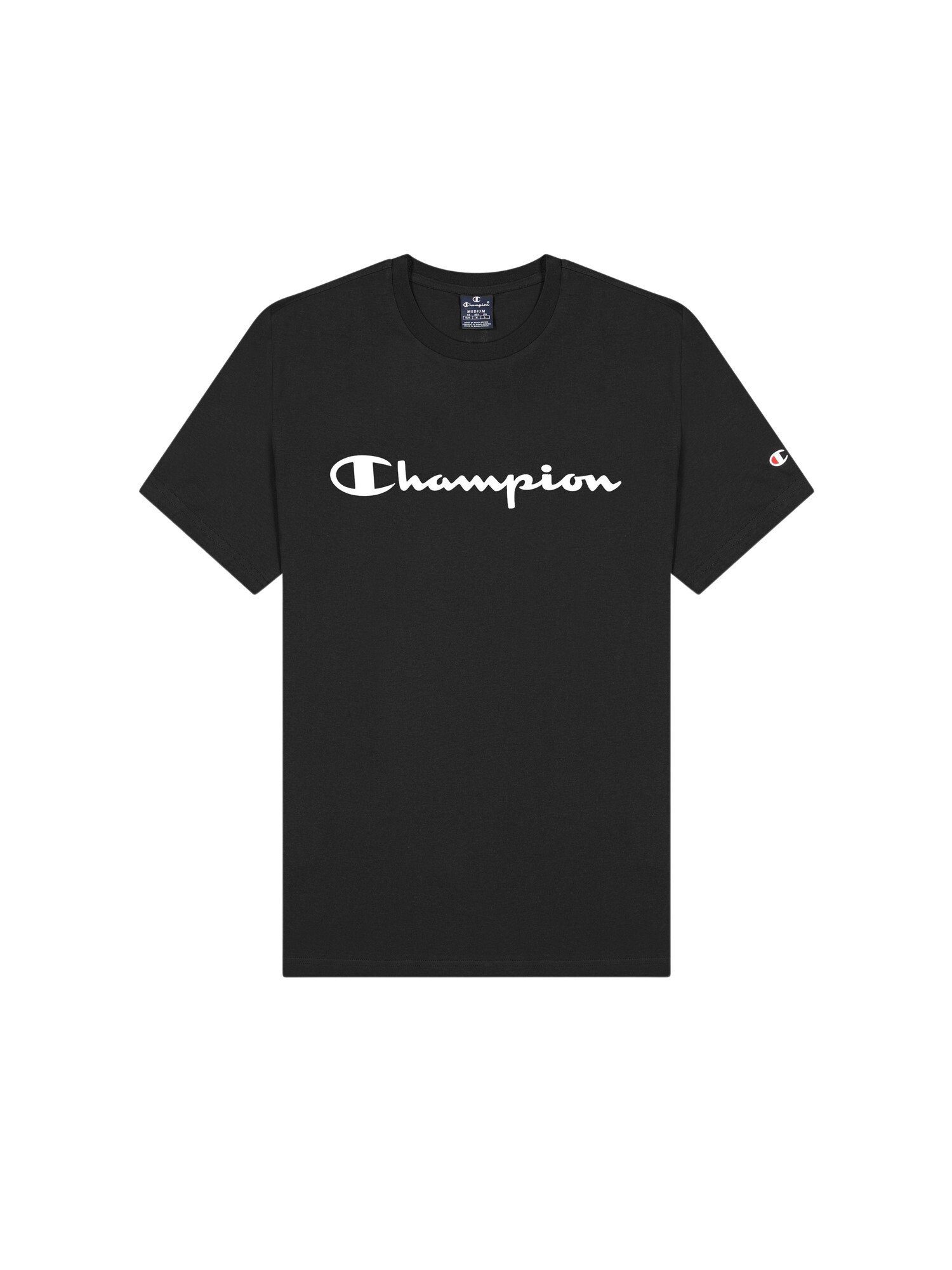 Champion Rundhals-T-Shirt schwarz T-Shirt Shirt aus mit Baumwolle