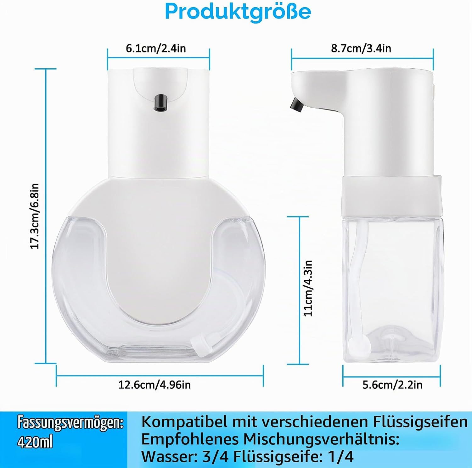 FELIXLEO Seifenspender Seifenspender Automatisch 420ml Schaumseifenspender IPX5 Wasserdicht, (1-tlg)