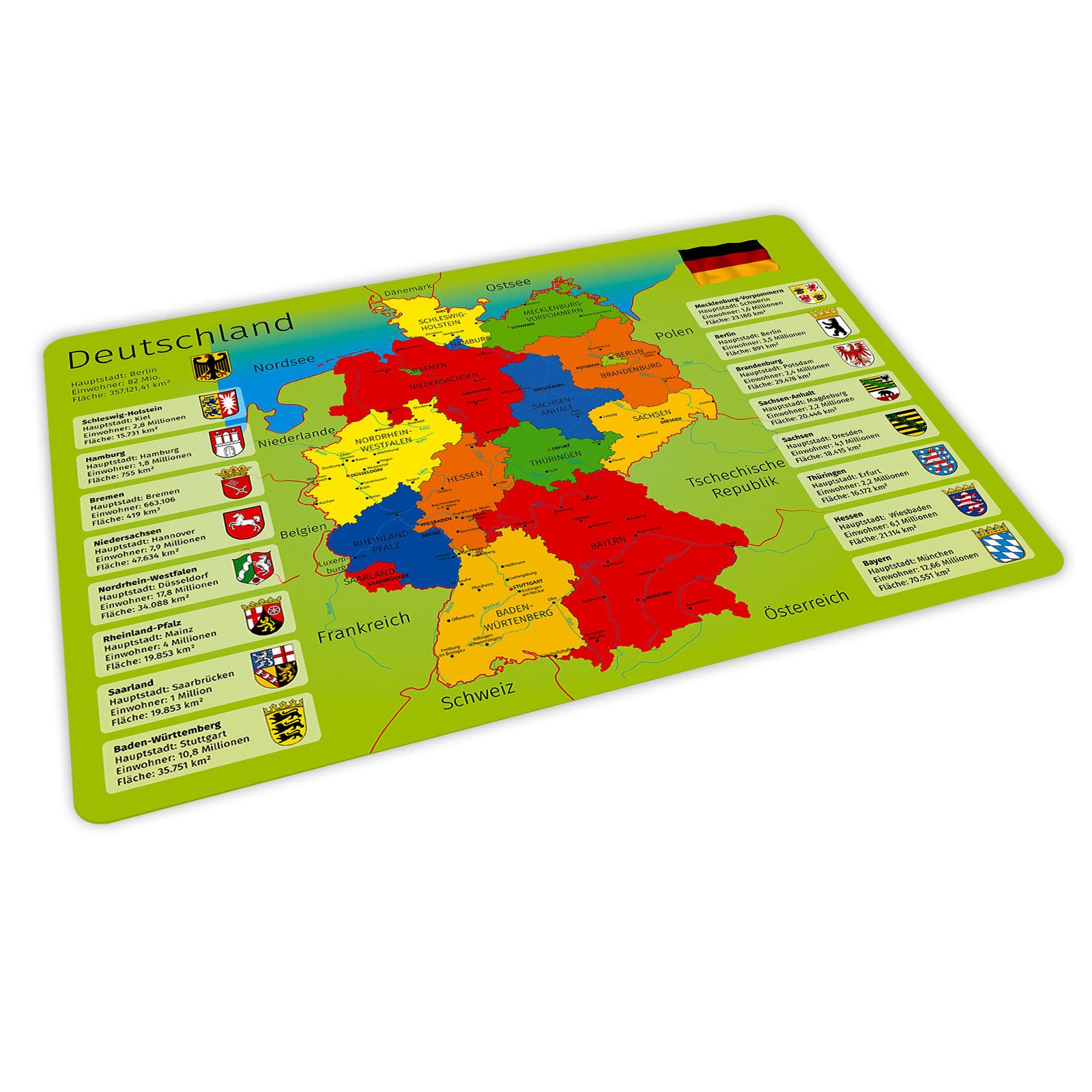 nikima Platzset stabiles Vinyl Tischset - Deutschland Kinder Platzset abwaschbar, (1-St)