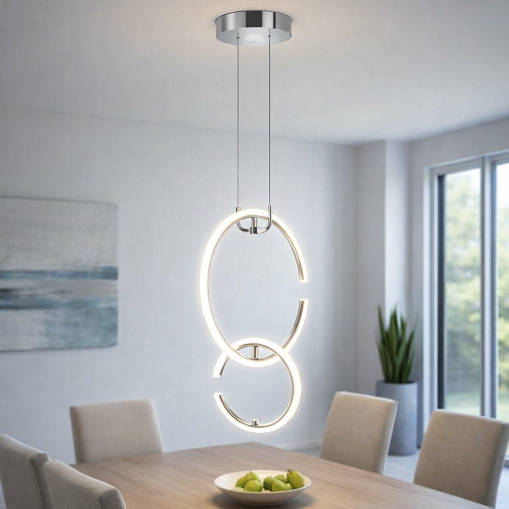WOFI LED-Hängeleuchte, LED-Leuchtmittel fest verbaut, Runde LED Hängeleuchte Ring Pendelleuchte Küchenlampe hängend