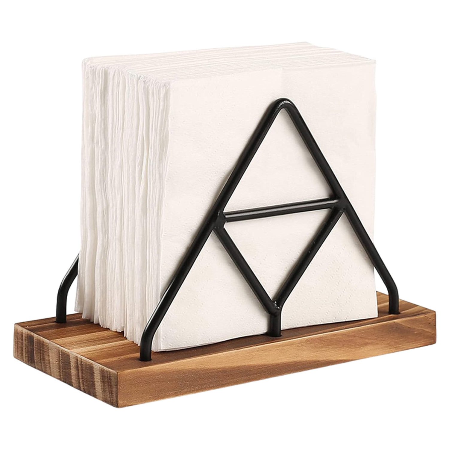 Refttenw Serviettenhalter Holz mit Schwarzem Metalldraht für Esszimmer und Küchen Dekoration, (1-tlg), 18x12x8.9cm