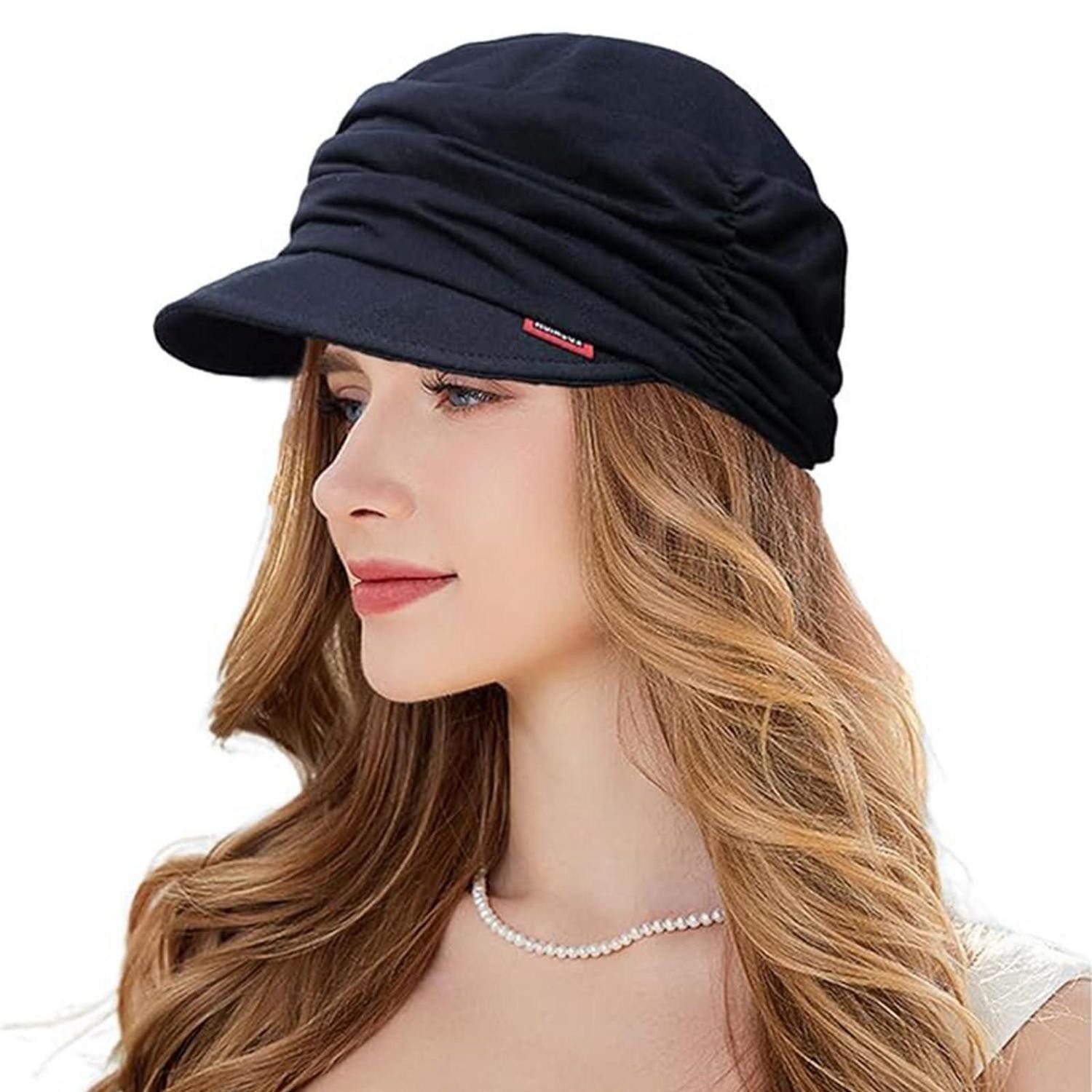 LuxusKollektion Turbanmütze Schirmmütze Damen Chemo Turban Haarausfall Einheitsgröße Schwarz
