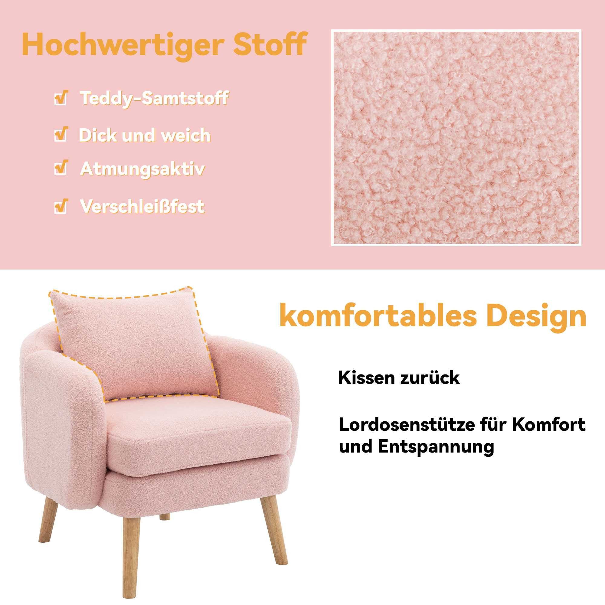 BlingBin Sessel schlichter Teddy-Samt-Sessel mit Kissen günstig online kaufen