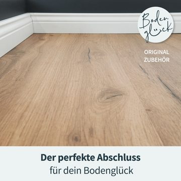 Bodenglück Sockelleiste Weiß Fußleiste Hamburger Profil, Für Vinyl, Laminat & PVC, integrierter Kabelkanal, 19 x 80 x 2380 mm
