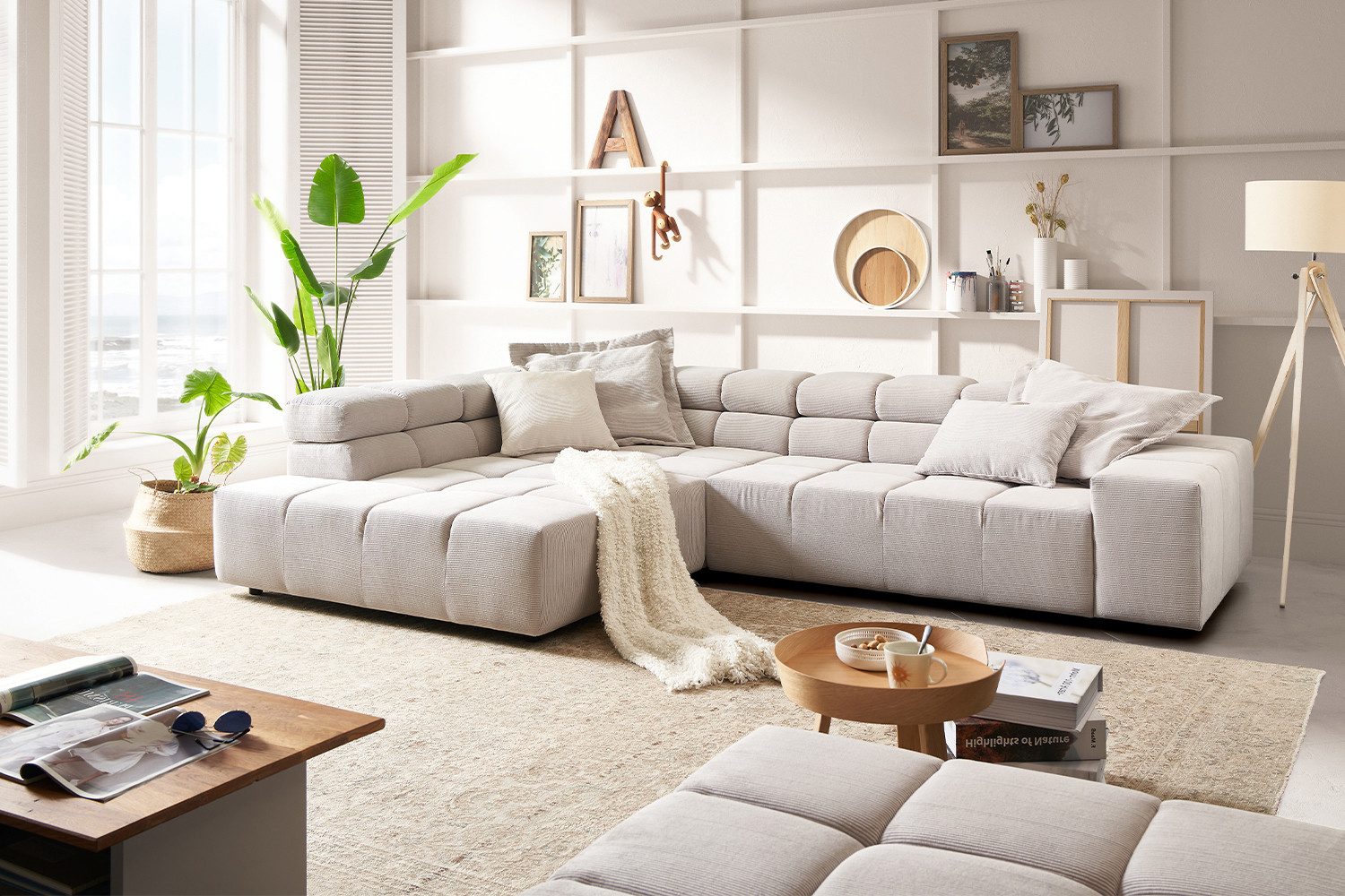 KAWOLA Ecksofa NEVADA, L-Form rechts oder links Feincord verschiedene Ausführungen 319x215 cm