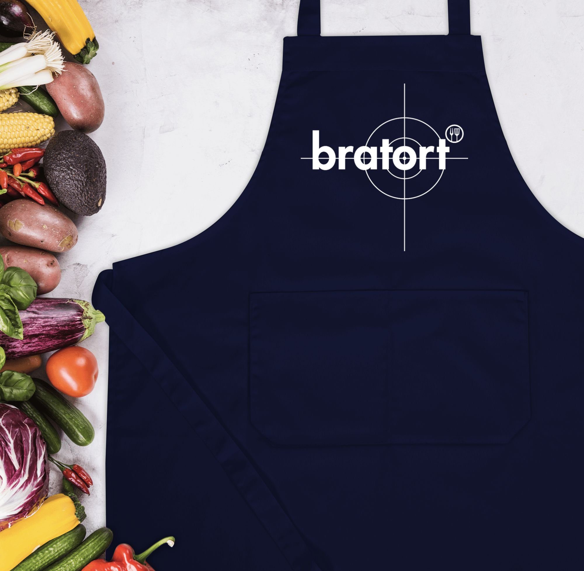 schürze bratort blau