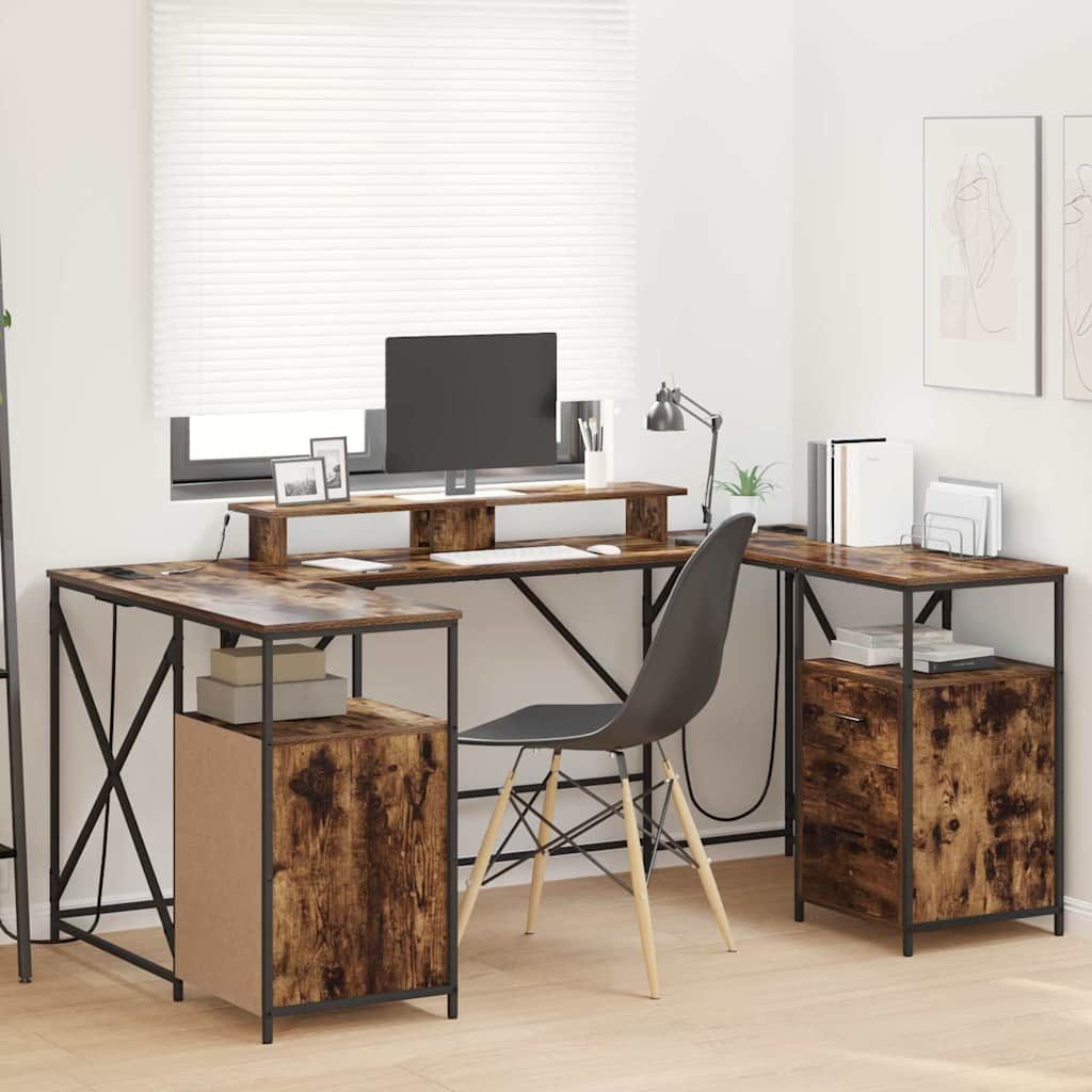 vidaXL Schreibtisch Schreibtisch Geräucherte Eiche Holzwerkstoff (1-St)