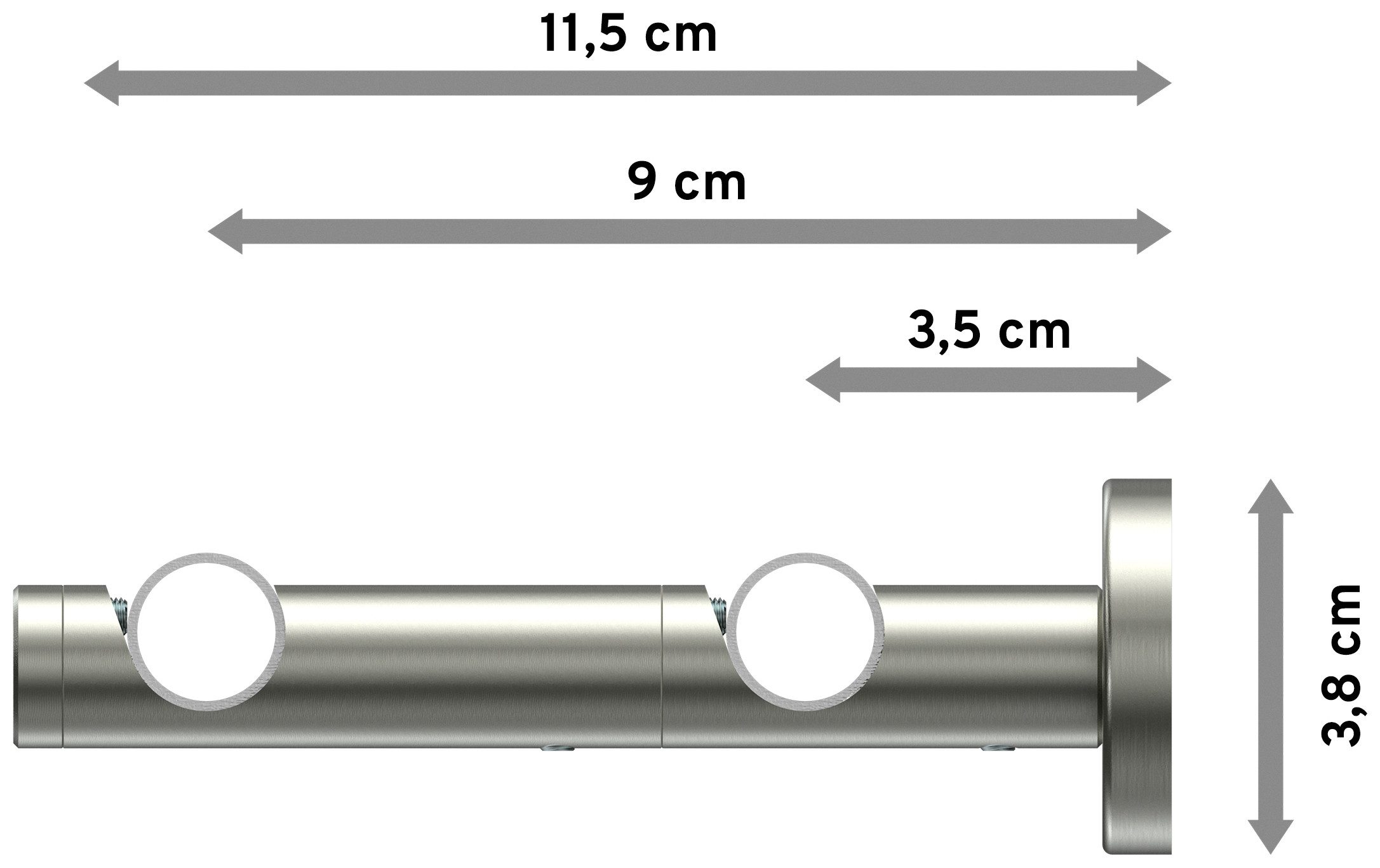 INTERDECO Gardinenstange Enorma Santoni, Ø 16 mm, 2-läufig, Fixmaß, kürzbar, Wandmontage, Edelstahl, Edelstahl