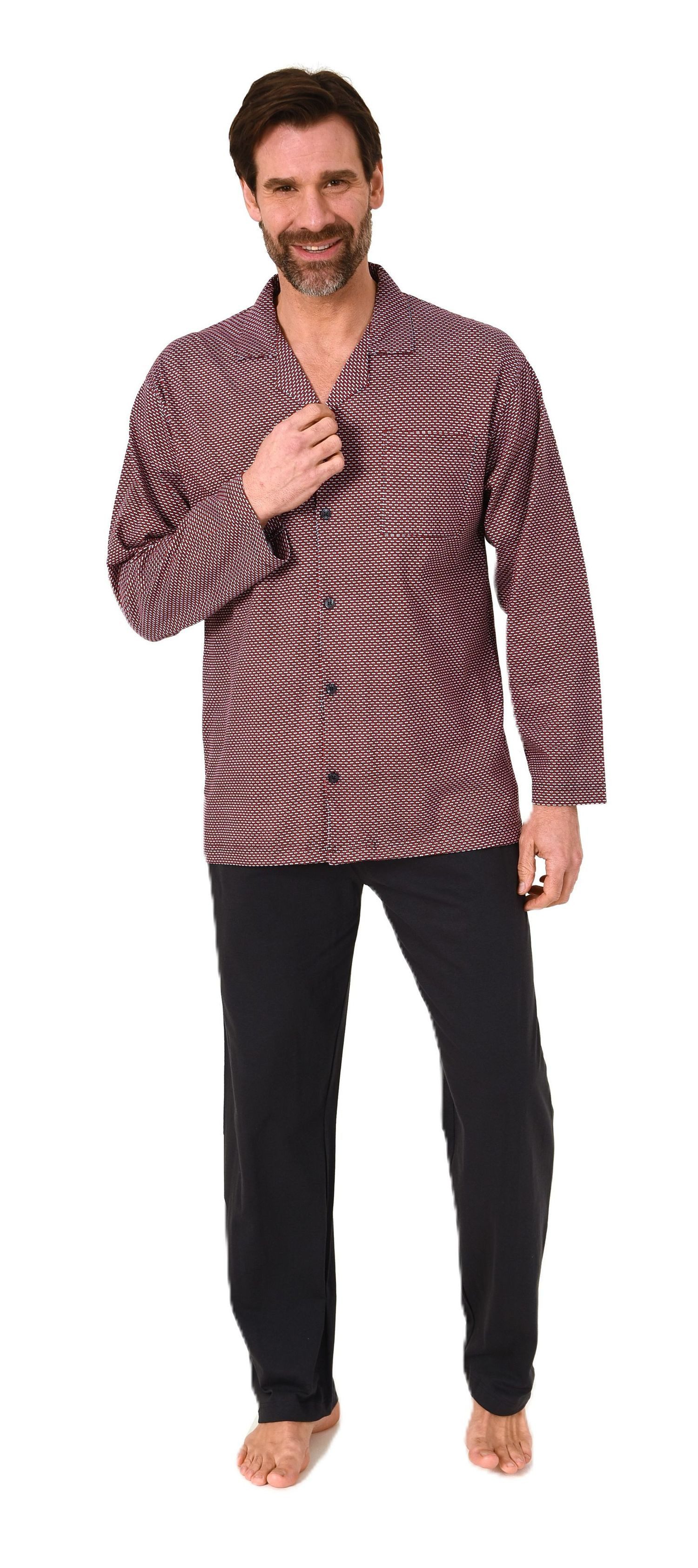 Normann Pyjama Herren Langarm Schlafanzug zum durchknöpfen, auch in Übergrö günstig online kaufen