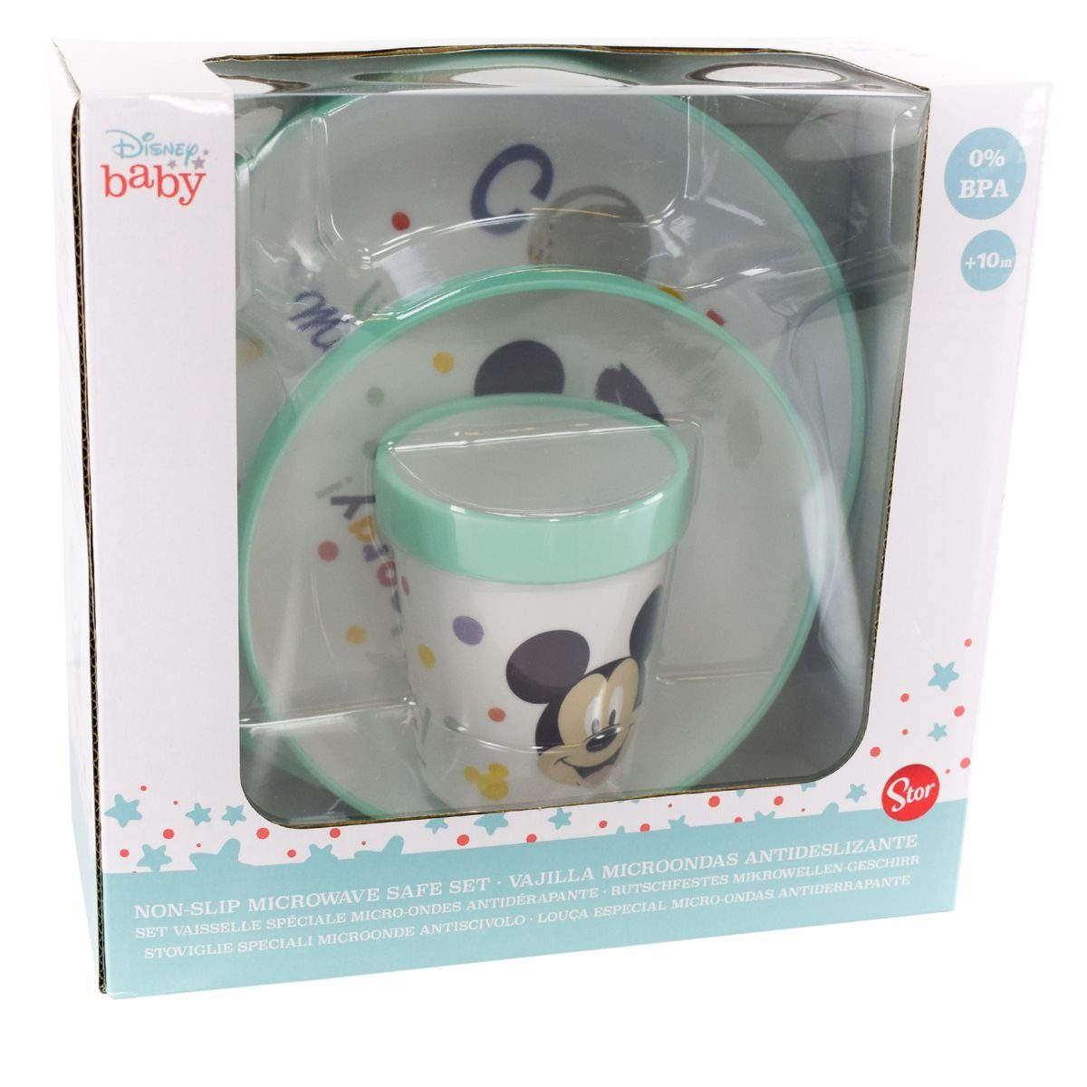 Stor Kindergeschirr-Set Disney Baby anti rutsch Kindergeschirr mit Mickey / Minnie Motiv (3-tlg), 1 Personen, Kunststoff, für Mikrowellen geeignet