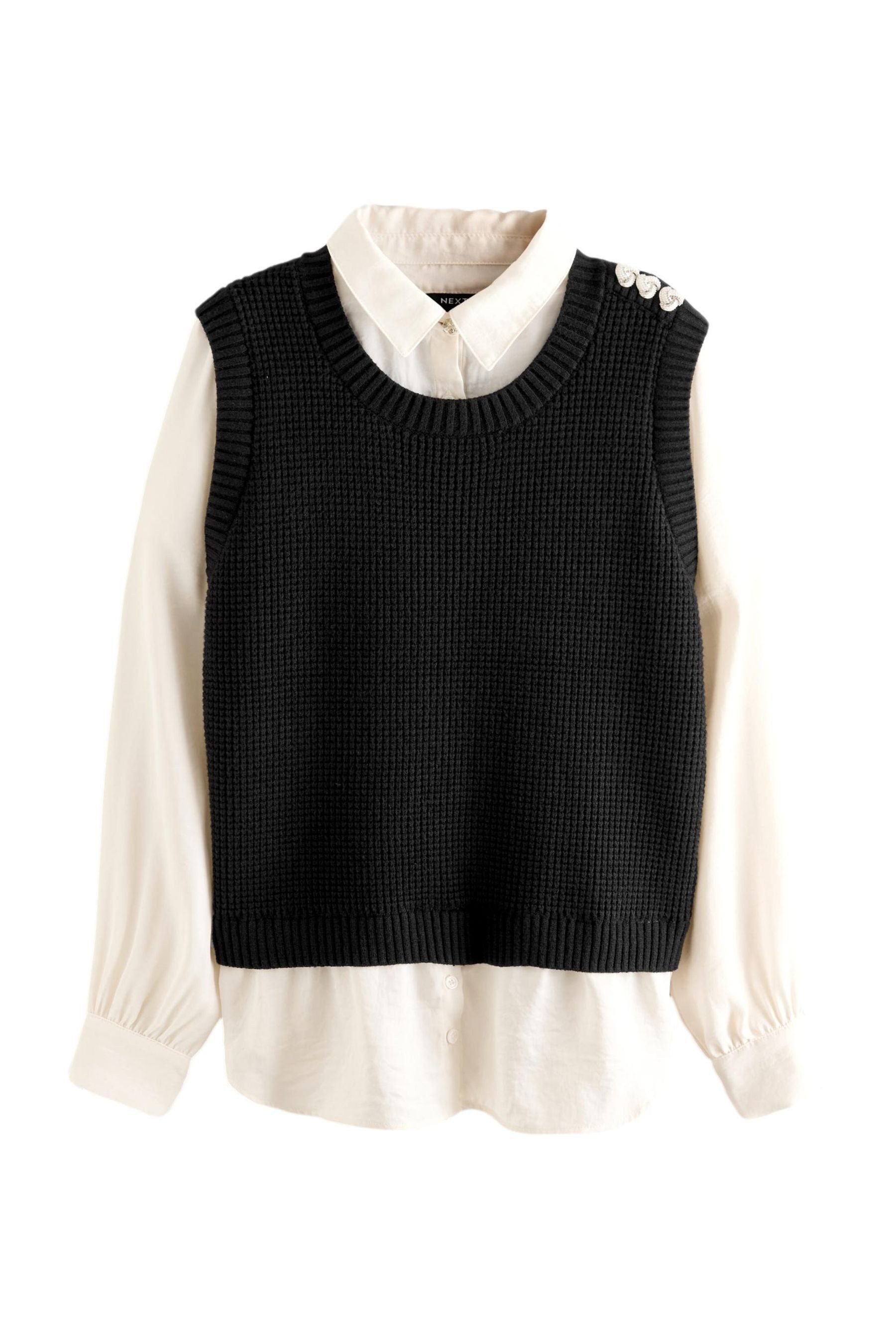 Next 2-in-1-Pullover Pullover mit Blusendetail und Schmuckstein günstig online kaufen