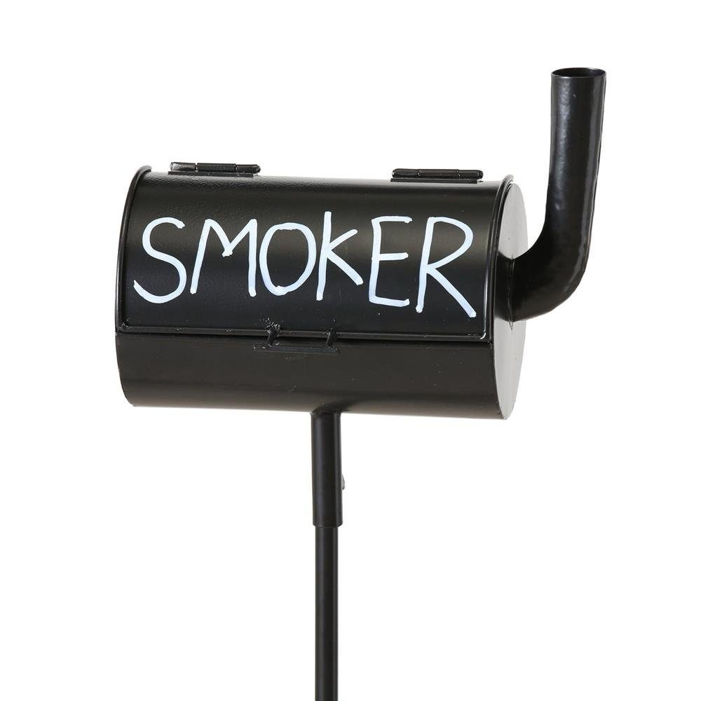 BOLTZE Aschenbecher Smoker, 20 x 10 cm, aus Metall, Schwarz, mit Bodenstiel für den Garten | Aschenbecher