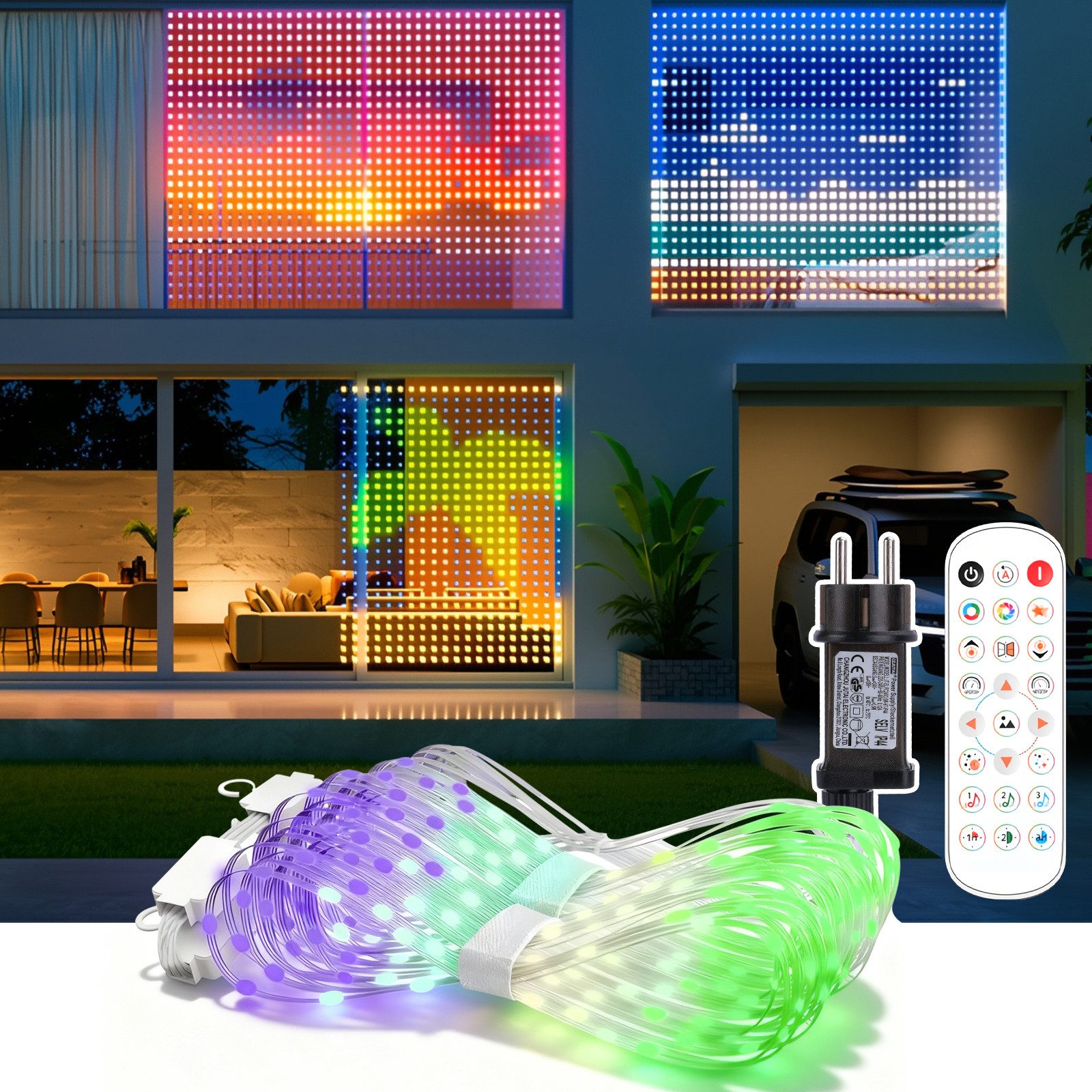 XERSEK Lichtervorhang LED Vorhanglichter Lichterkette, DIY Szenen, RGB, Fernbedienung, 200-400 LEDs Lichtervorhang 72 Modi Musik Sync, IP65, Für Weihnachten