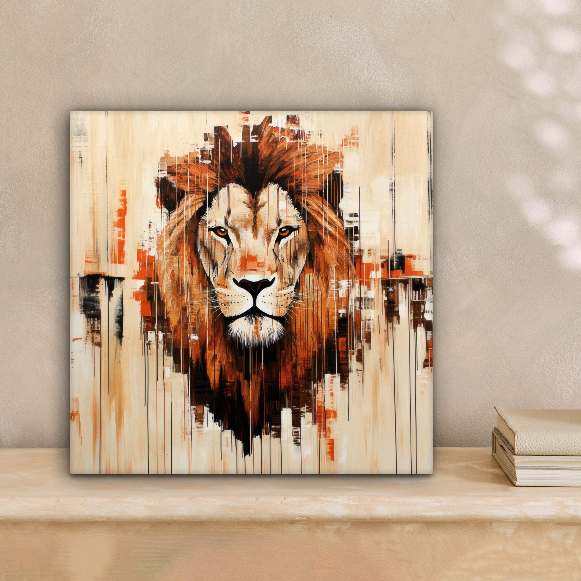 OneMillionCanvasses® Leinwandbild Löwenkopf - Leinen - Creme, Fotodruck (1 günstig online kaufen