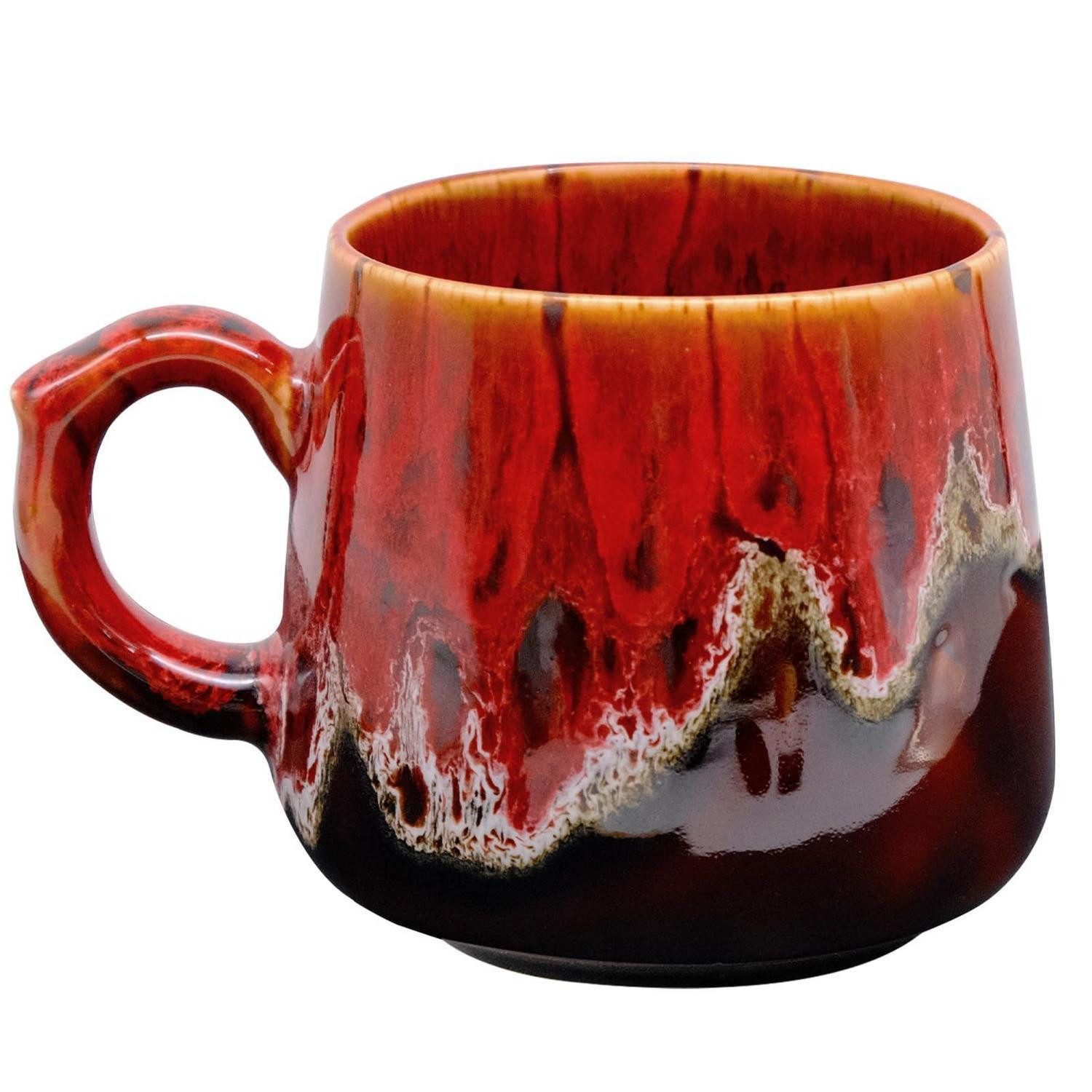 LuxusKollektion Cappuccinotasse Kaffeetasse Keramik 400ml Kürbis Rot, Keramik
