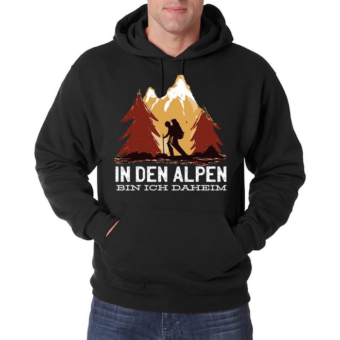 Youth Designz Kapuzenpullover In Den Alpen Bin Ich Daheim Herren Hoodie Pullover mit trendigem Frontprint