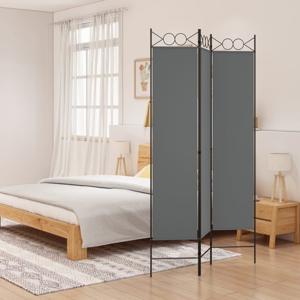 vidaXL Paravent 3-tlg Paravent Anthrazit 120x200 cm Stoff Raumteiler Spanische Wand