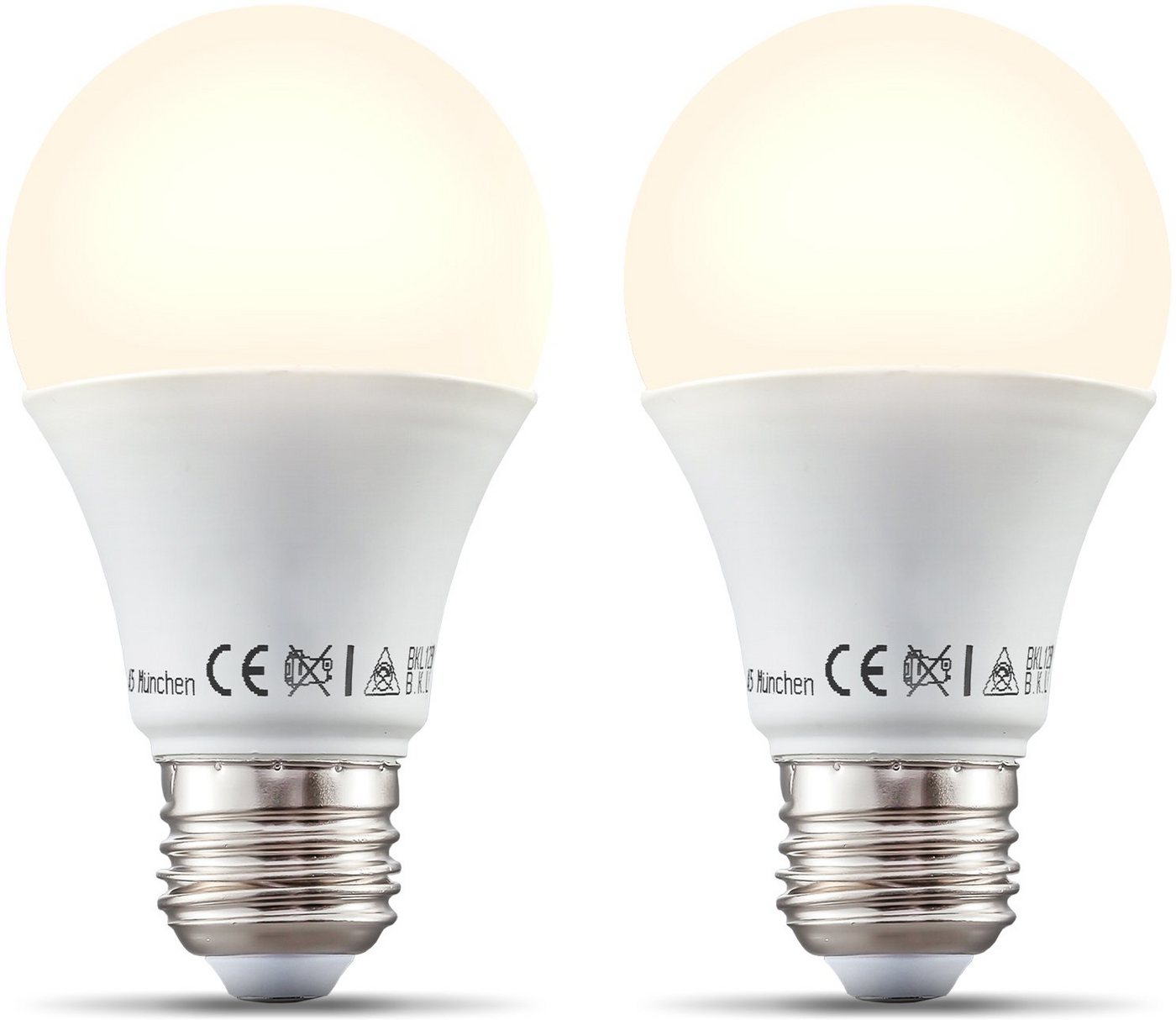 B.K.Licht LED-Leuchtmittel, E27, 2 Stück, Warmweiß, Smart Home LED-Lampe RGB WiFi App-Steuerung dimmbar Glühbirne 9W 806 Lumen-HomeTrends