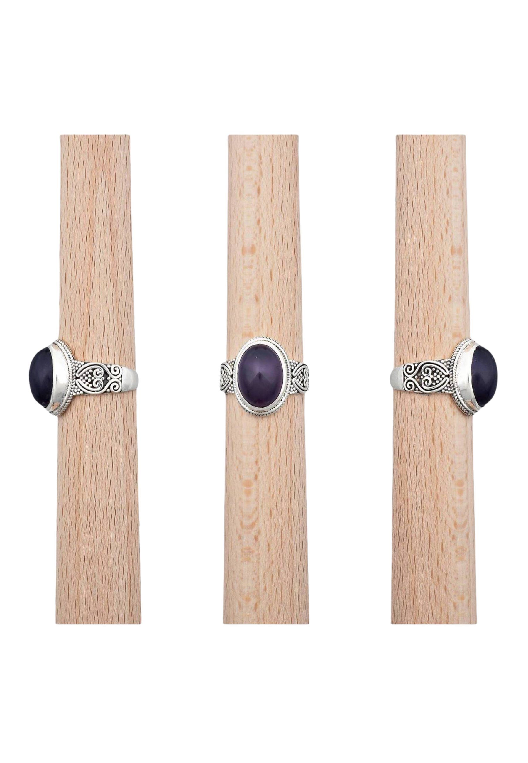 mantraroma 925er Silberring mit Silber Amethyst