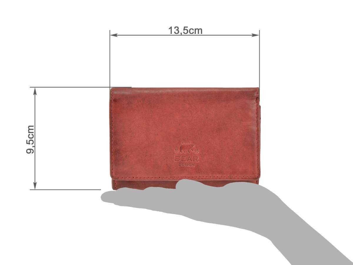 Bear Design Geldbörse Lieke, Damenbörse, Portemonnaie, 9 Kartenfächer, kompakt, rot