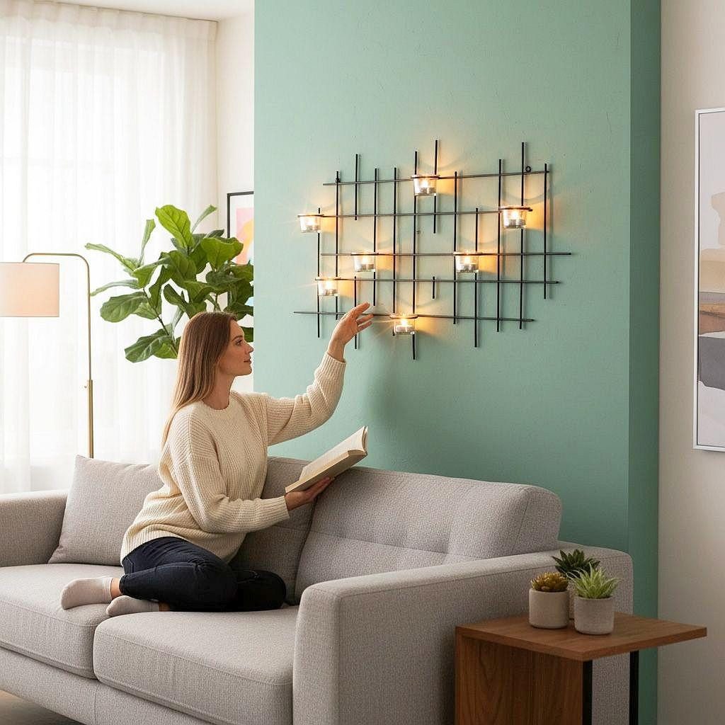 DanDiBo Teelichthalter Wand 7XXL Wandkerzenhalter Metall 83 cm Wandteelichthalter, Kerzenhalter