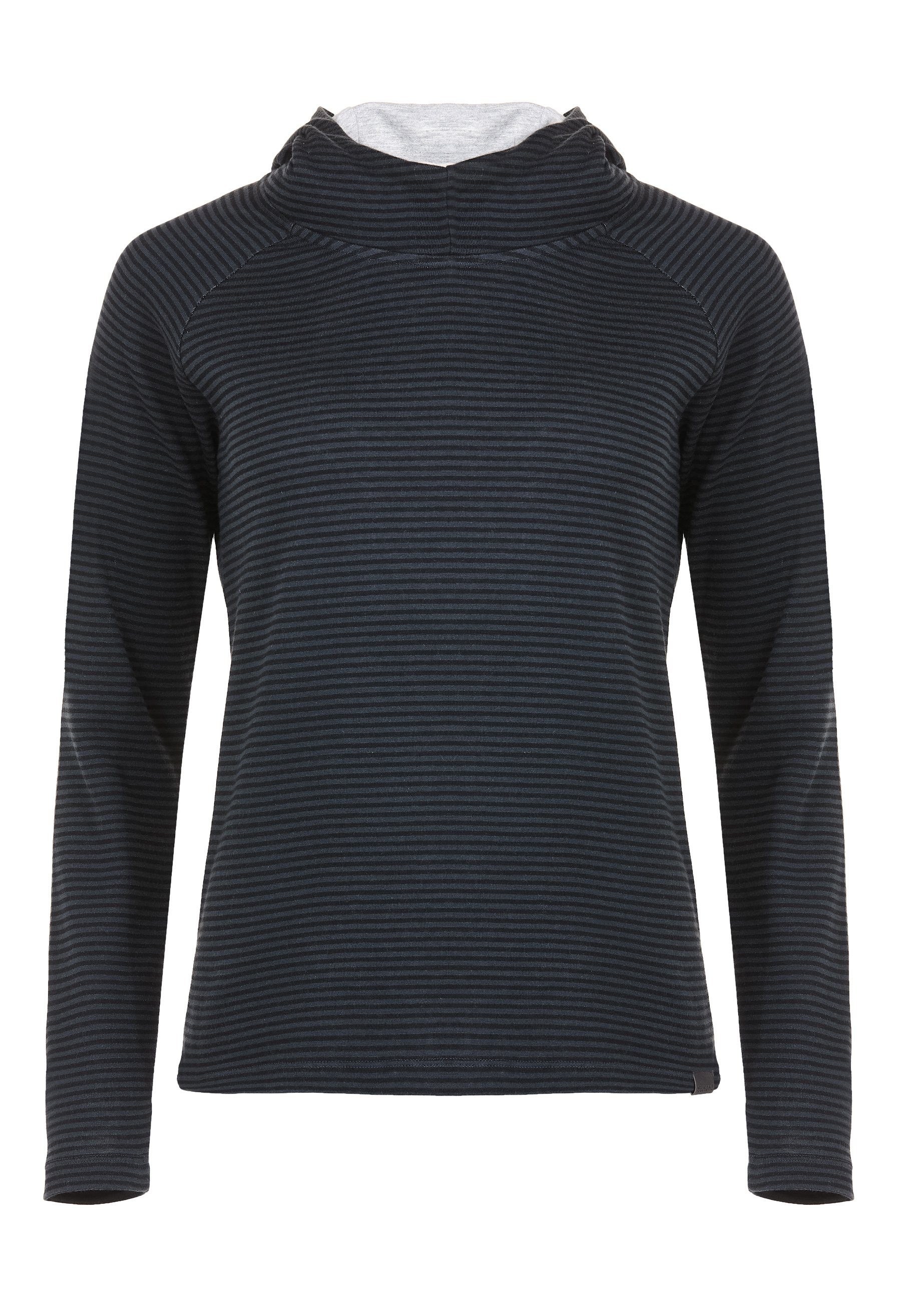 Kapuzenpullover anthra black tailliert - Sweater Streifen Hoodie leicht Wetter Elkline