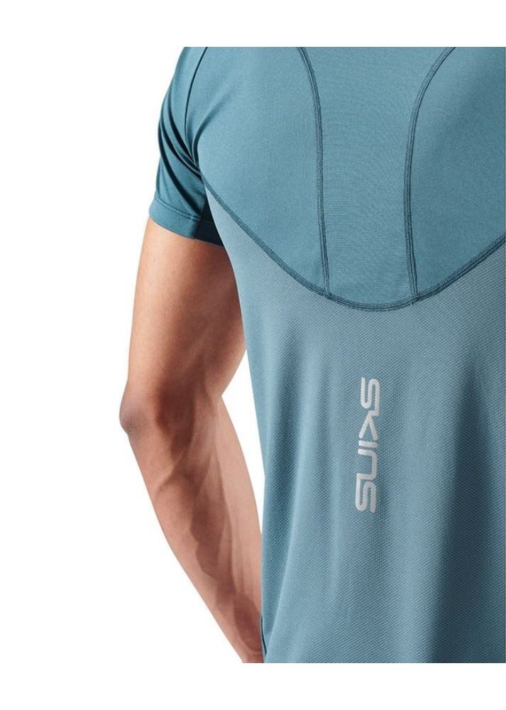 Skins T-Shirt 3-Series (100% Polyester, Mesh-Einsätze) blau/grau Herren