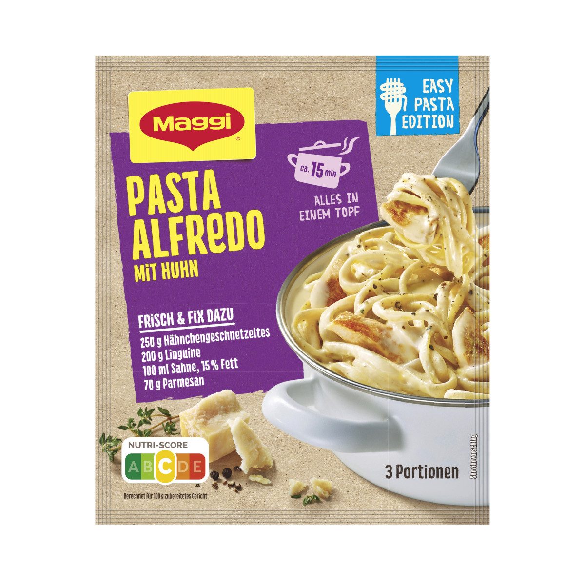 MAGGI Gewürz, Maggi Fix Pasta Alfredo abgestimmte Gewürzmischung Packung 48g