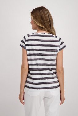 Monari T-Shirt Rundhals Jersey Shirt mit Allover Ringel Print