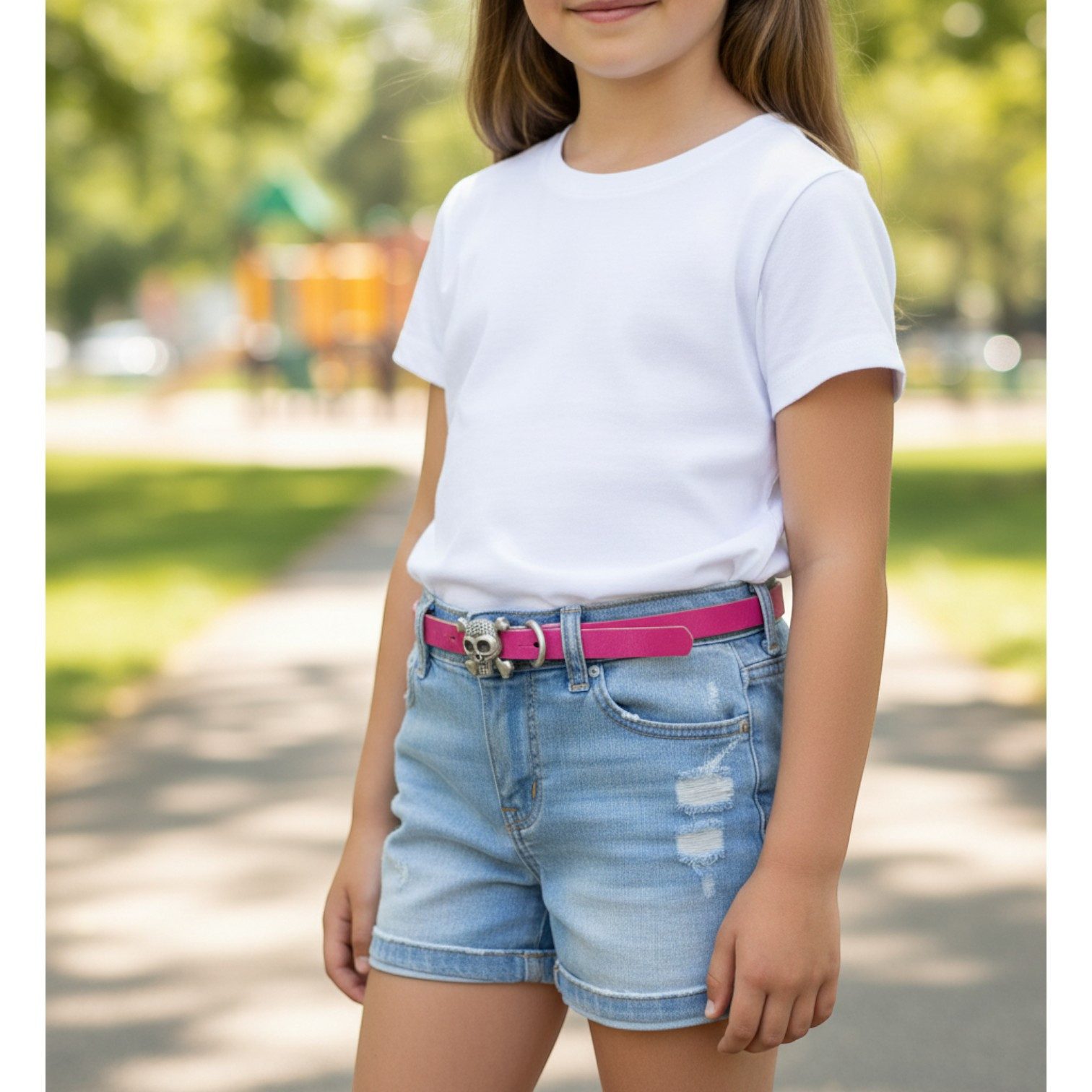 FRONHOFER Taillengürtel Kinder Rindleder schmal (1-St) Piraten, Totenkopf-Schnalle
