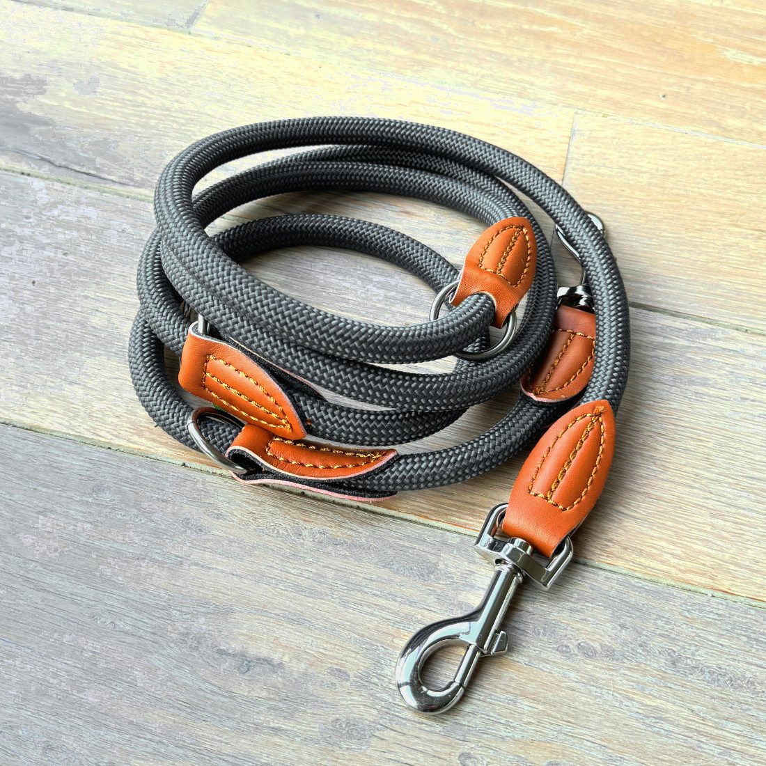 Leisegrün Hundeleine Hundeleine für große Hunde, nur 260g leicht, Hundeleine 2m - Grau, Nylon