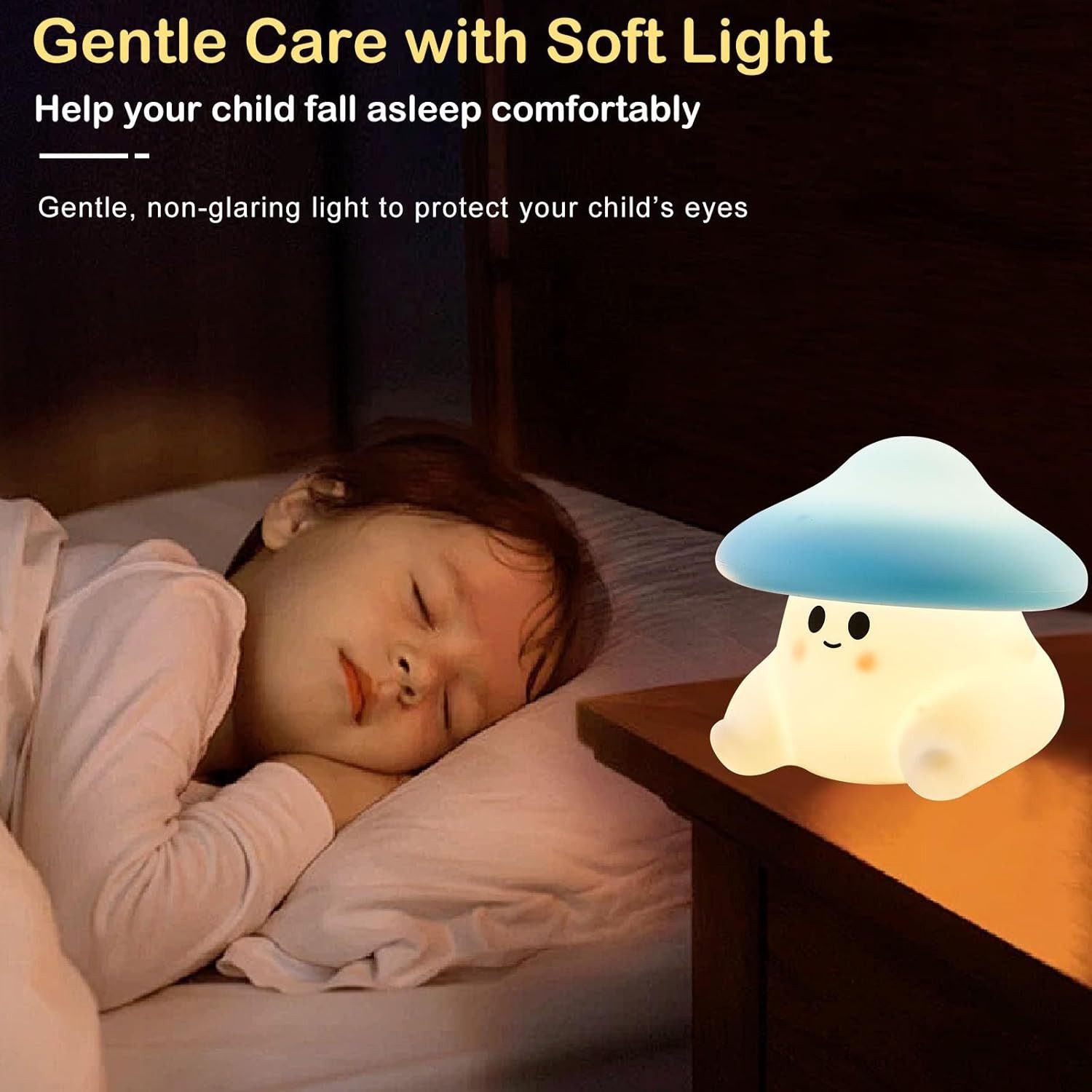 FELIXLEO LED Nachtlicht Pilz Nachtlicht fuer Kinder Silikon Baby Lampe Dimmbar Aufladbar