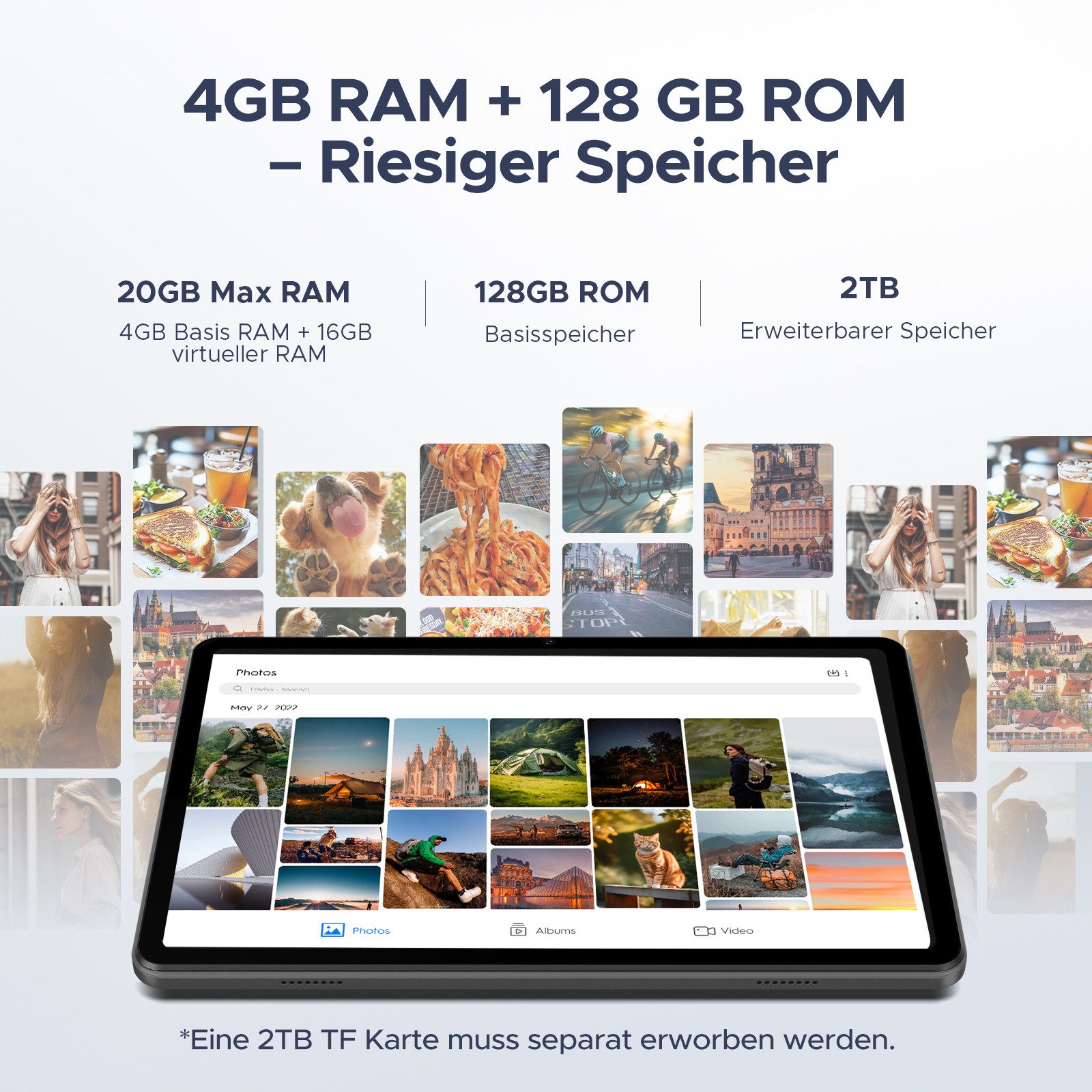 DOOGEE TAB A9 PRO Android 15 10.1 Zoll Tablet 4GB+128GB/2TB TF Gaming Tablet (10,1", Android 15, Set mit Tastatur, Maus, Stift Tablet, 5G WiFi/GMS/Face ID/BT 5.0)