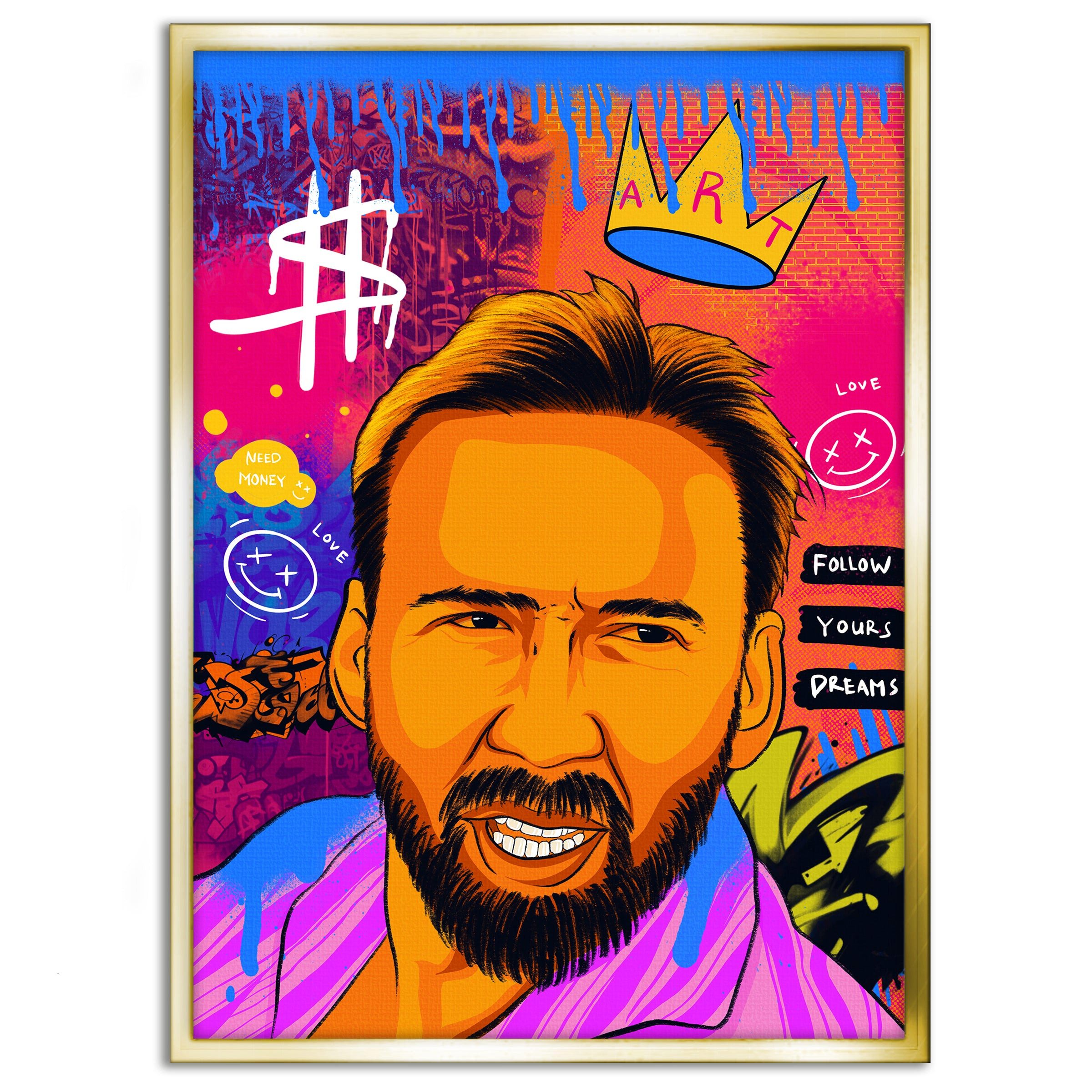 SimpleCanvas Wandbild Nicolas Pedro B - Leinwandbild Pop Art, Wandbild Pop Art, Portrait, Nicolas Pedro
