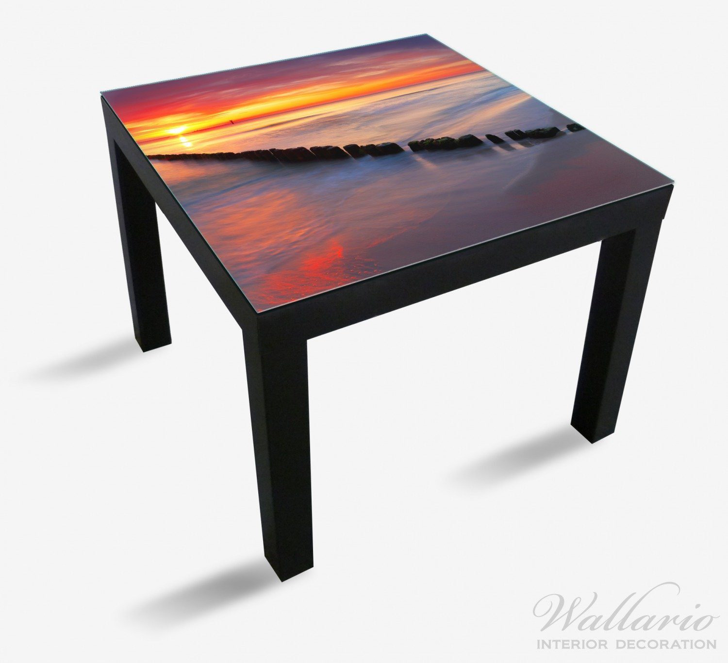 - Tisch Farbenspiel St), Lack am im (1 Strand Wallario Sonnenuntergang Ikea Tischplatte geeignet für Himmel