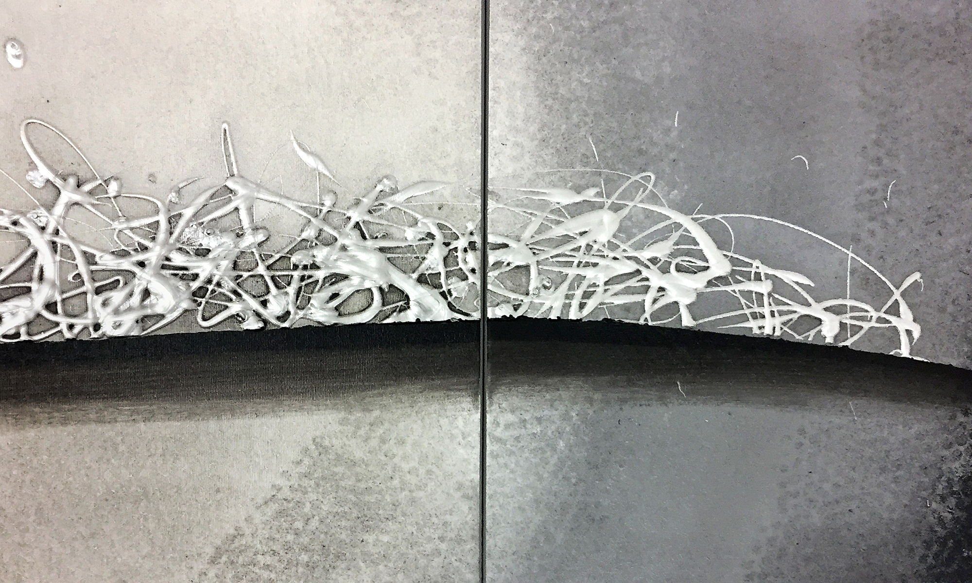 WandbilderXXL Gemälde Silver Moonlight 180 x 60 cm, Abstraktes Gemälde, handgemaltes Unikat