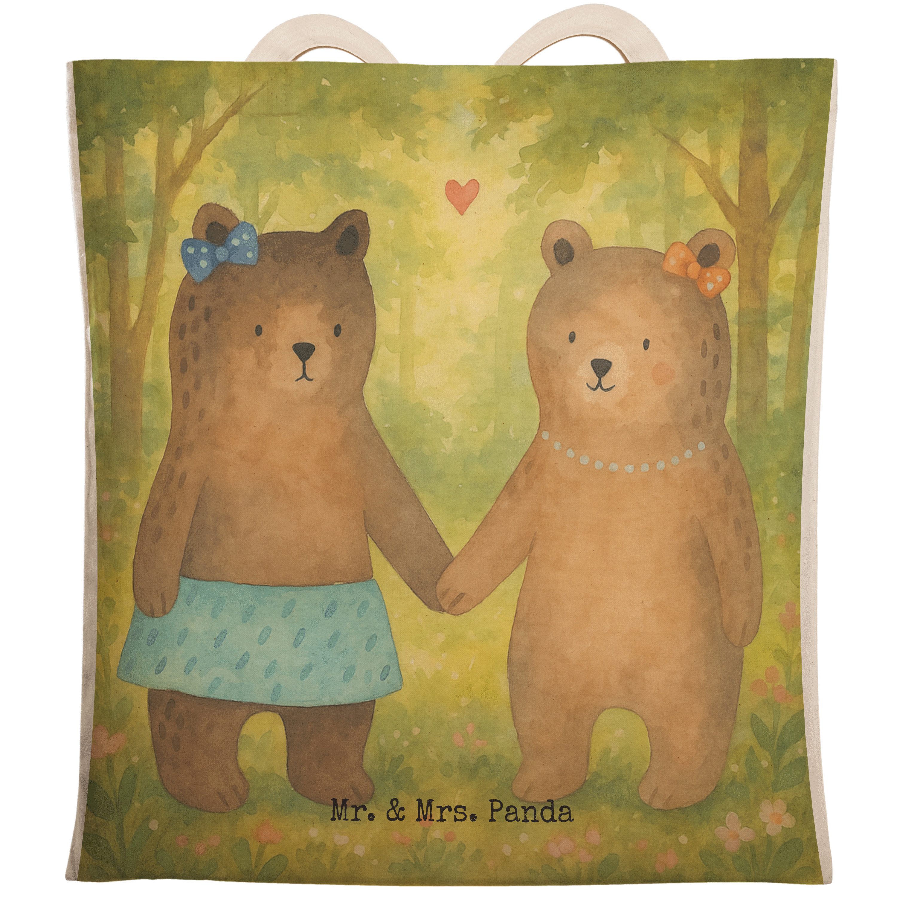 Tragetasche Bär Freundin Design, Tote Bag, Weiß, Bag, Tasche, Stoffbeutel, shoppi