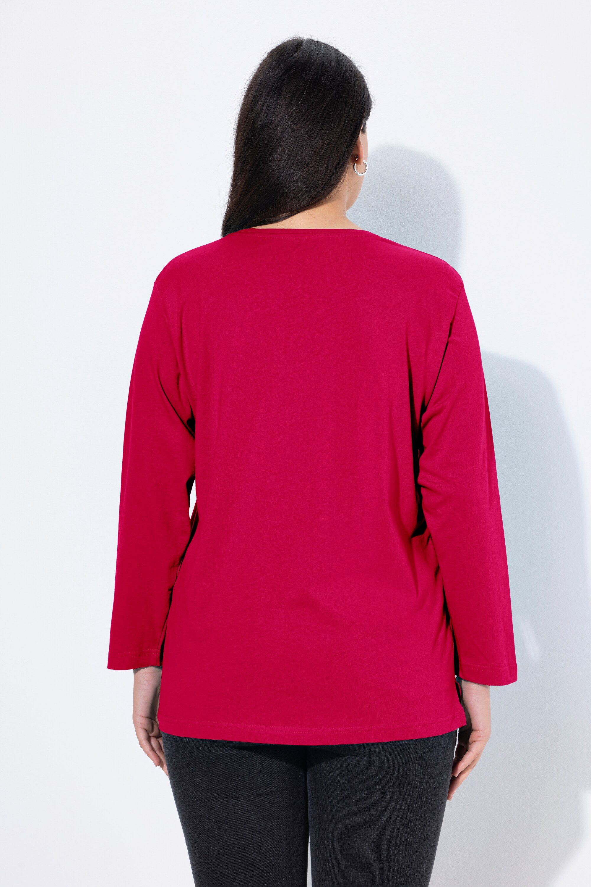 Ulla Popken T-Shirt Shirt V-Ausschnitt Relaxed Langarm