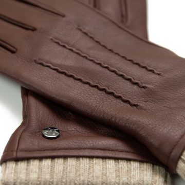Hand Gewand by Weikert Lederhandschuhe HARRY - Hochwertige Hirschleder Handschuhe mit Kaschmir Fütterung