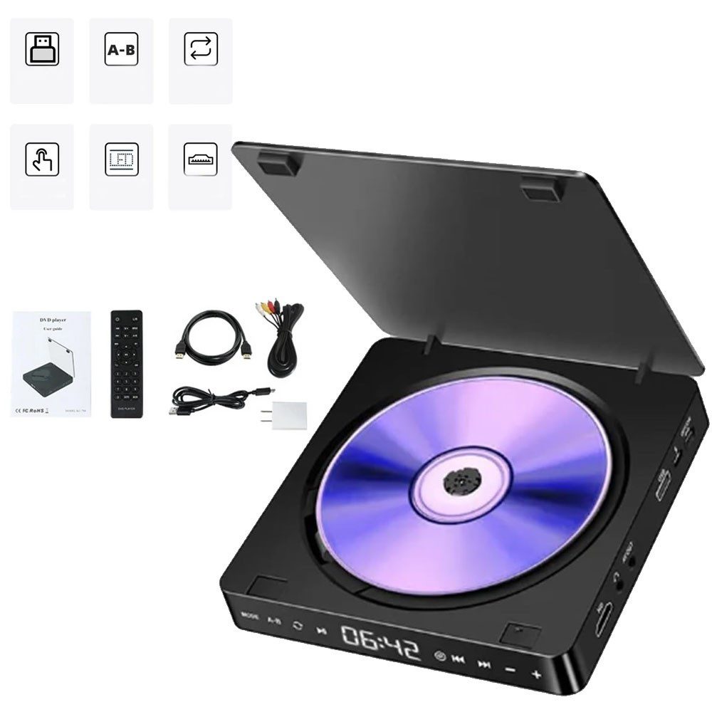 VIVIHEYDAY DVD Player für Fernseher, DVD/CD-Player HDMI 1080P DVD-Player (EU-STECKER)
