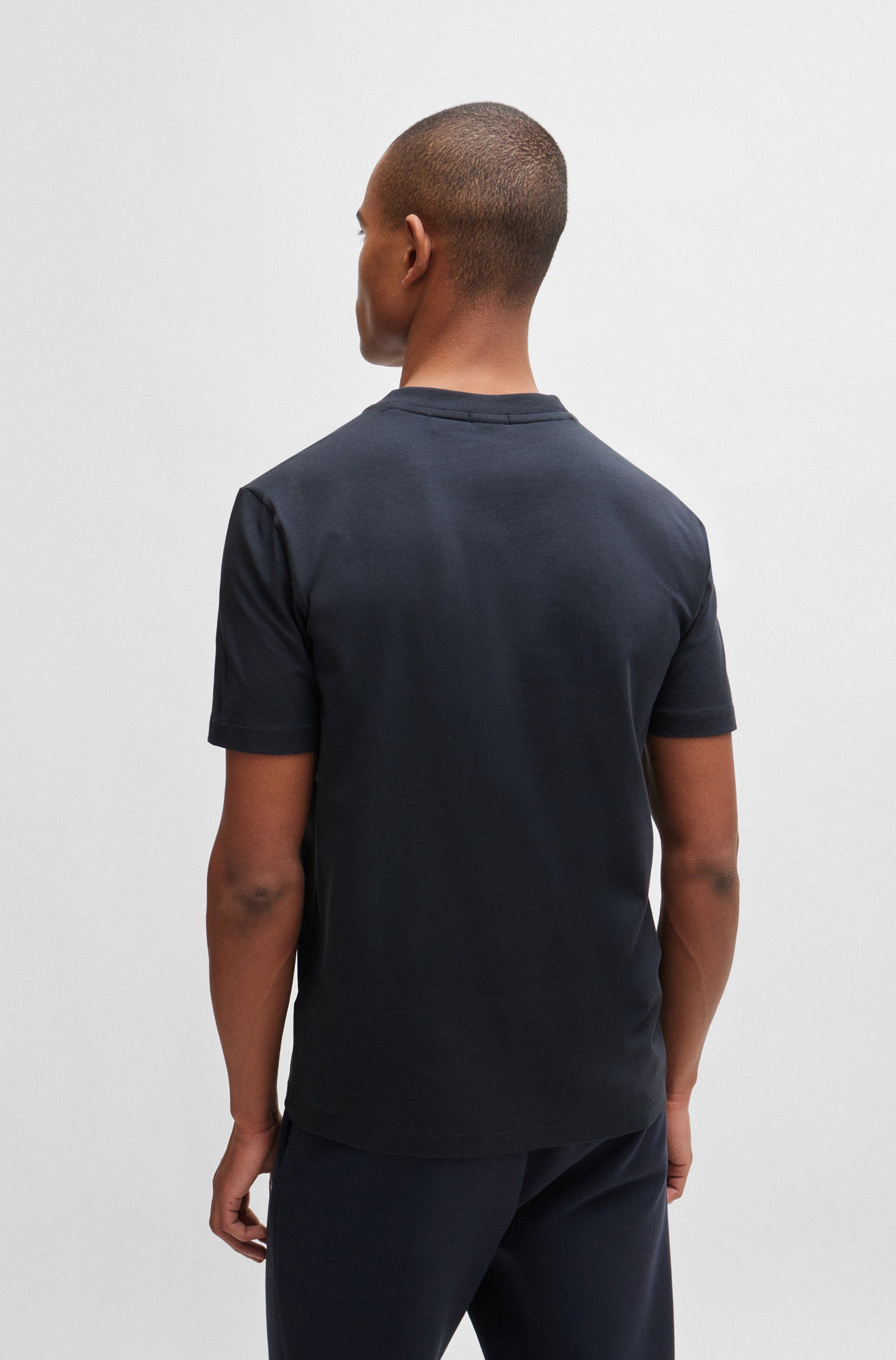 BOSS GREEN T-Shirt Tee V Regular Fit Stretch Jersey Cotton, Logo on Chest, V Ausschnitt