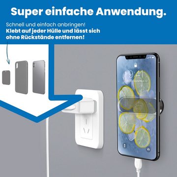 Bauer United Doppelpack Slim Magnet Handyhalterung Auto, Kleiner Handy Halter für KFZ, Büro und Werkstatt, Magnetischer Telefonhalter zum kleben, Wiederverwendbar und Universal einsetzbar, +4 dünne Metallplatten Smartphone-Halterung