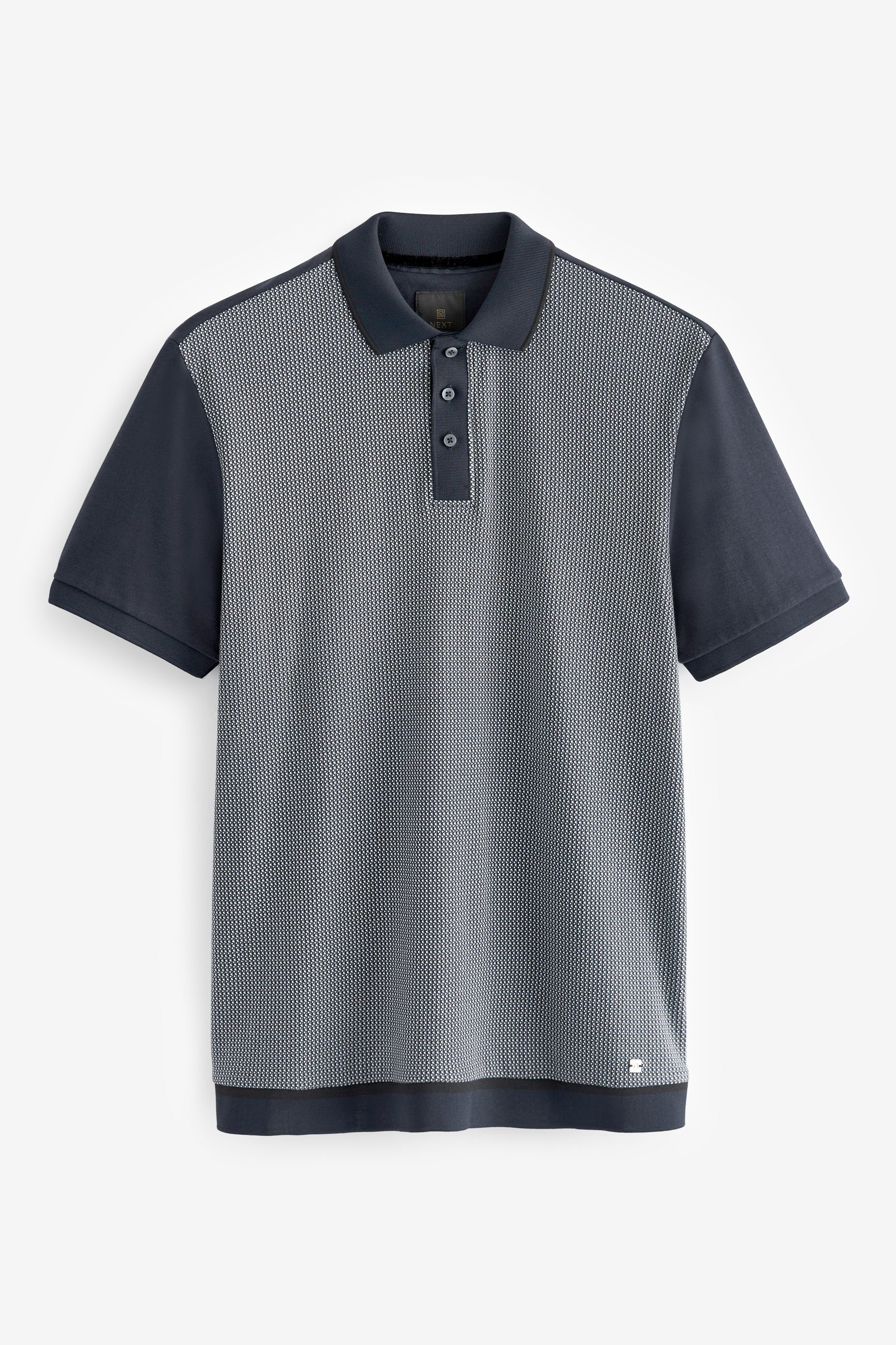 Next Poloshirt Polo-Shirt mit Geoprint (1-tlg) Navy Blue Geo